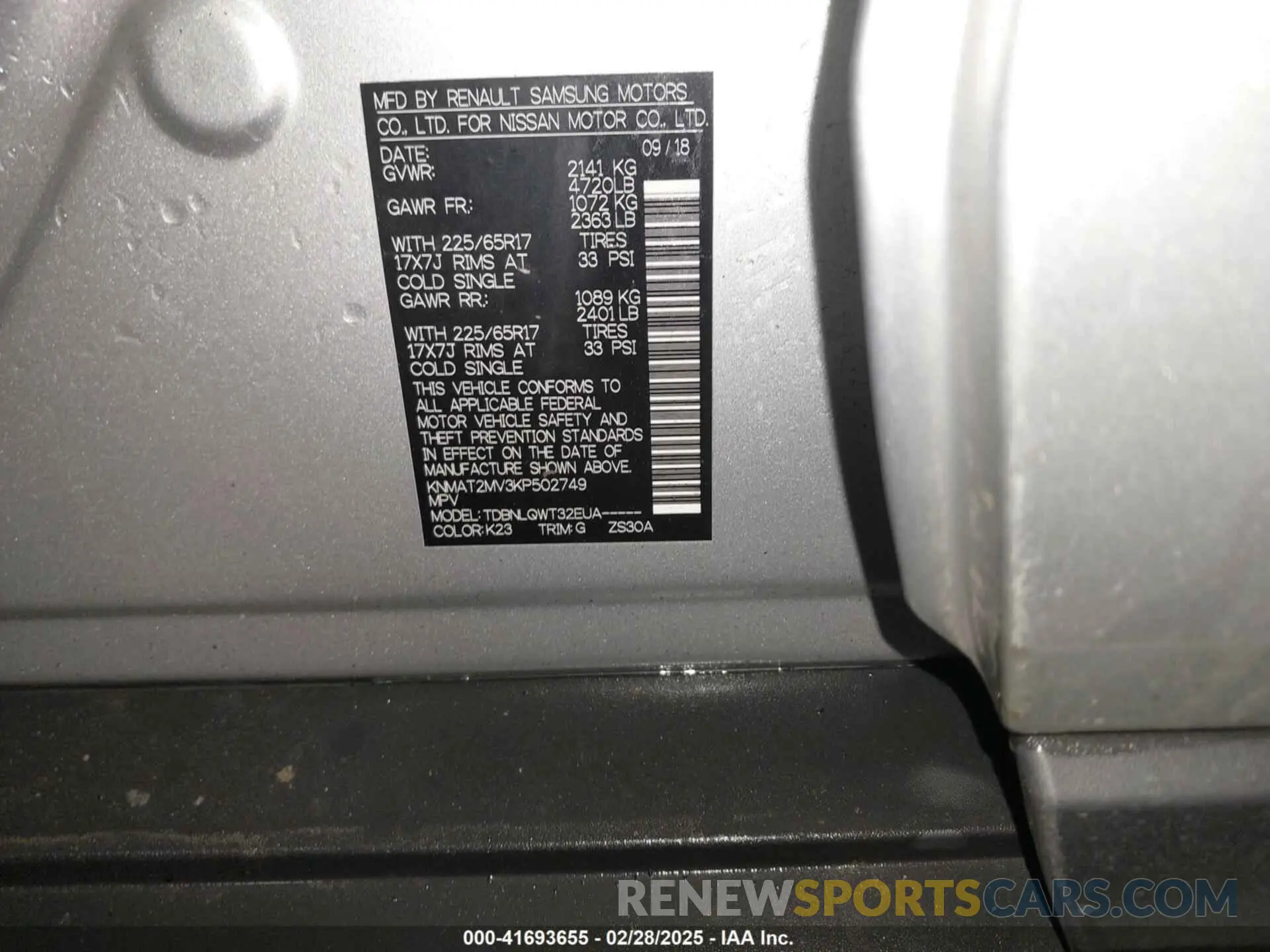 9 fotografías del automóvil dañado KNMAT2MV3KP502749 NISSAN ROGUE 2019