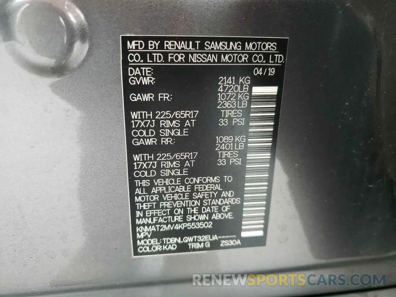 14 fotografías del automóvil dañado KNMAT2MV4KP553502 NISSAN ROGUE 2019