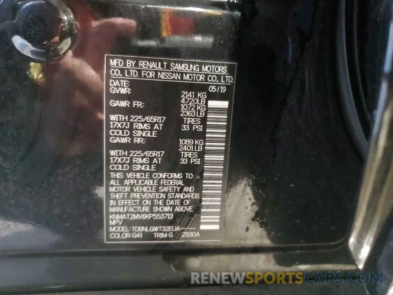 13 fotografías del automóvil dañado KNMAT2MV6KP553713 NISSAN ROGUE 2019