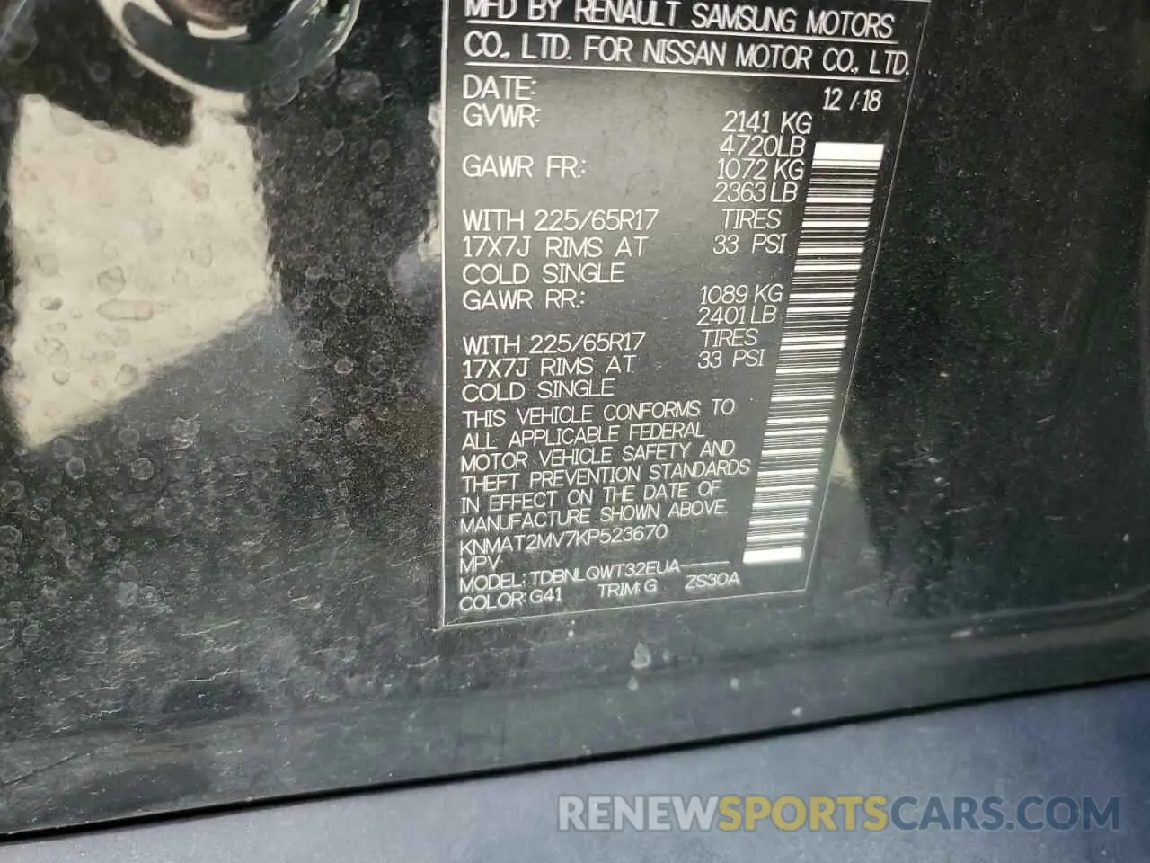 15 fotografías del automóvil dañado KNMAT2MV7KP523670 NISSAN ROGUE 2019