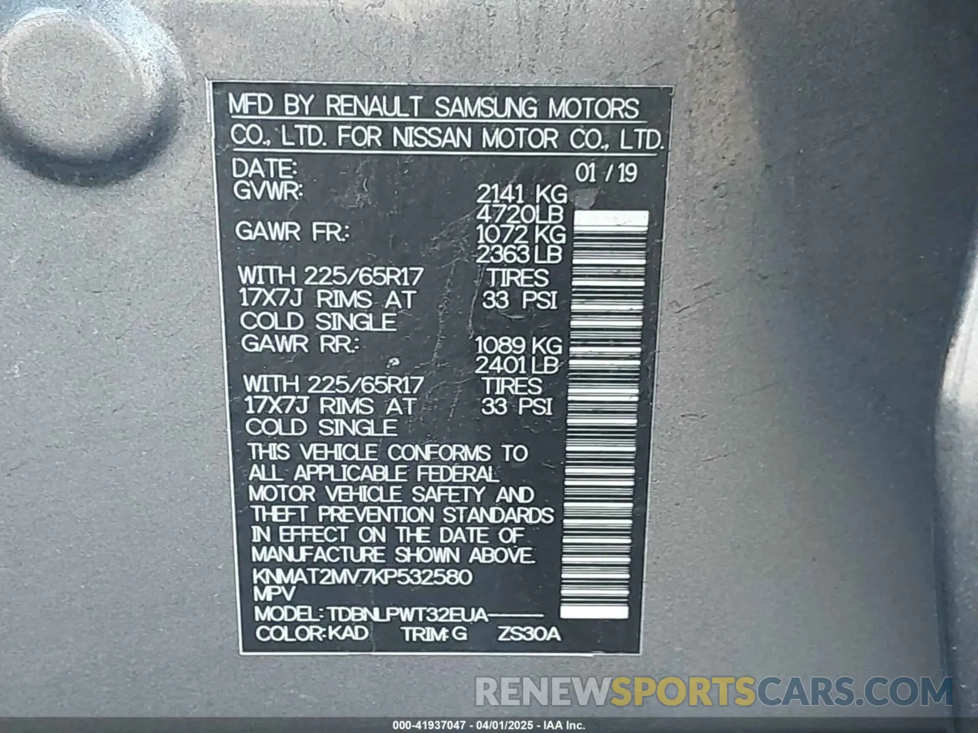 9 fotografías del automóvil dañado KNMAT2MV7KP532580 NISSAN ROGUE 2019