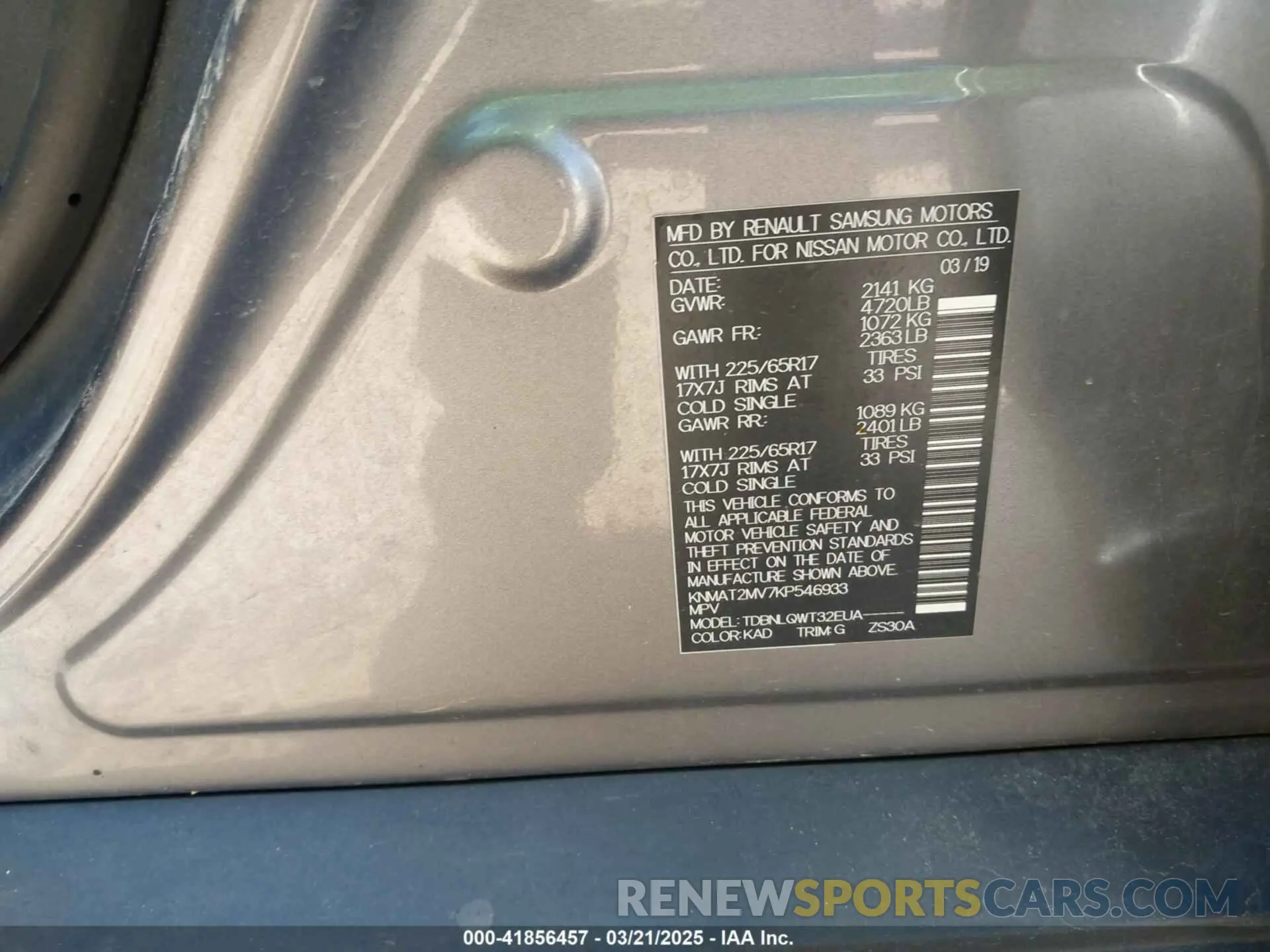 9 fotografías del automóvil dañado KNMAT2MV7KP546933 NISSAN ROGUE 2019
