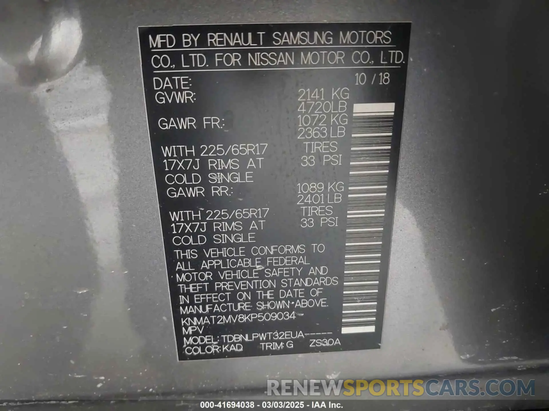 9 fotografías del automóvil dañado KNMAT2MV8KP509034 NISSAN ROGUE 2019