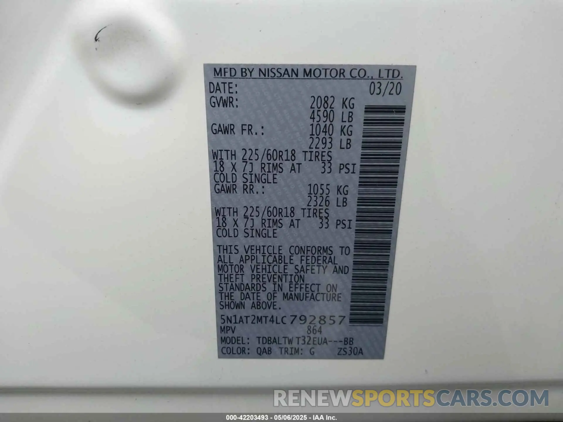 9 fotografías del automóvil dañado 5N1AT2MT4LC792857 NISSAN ROGUE 2020