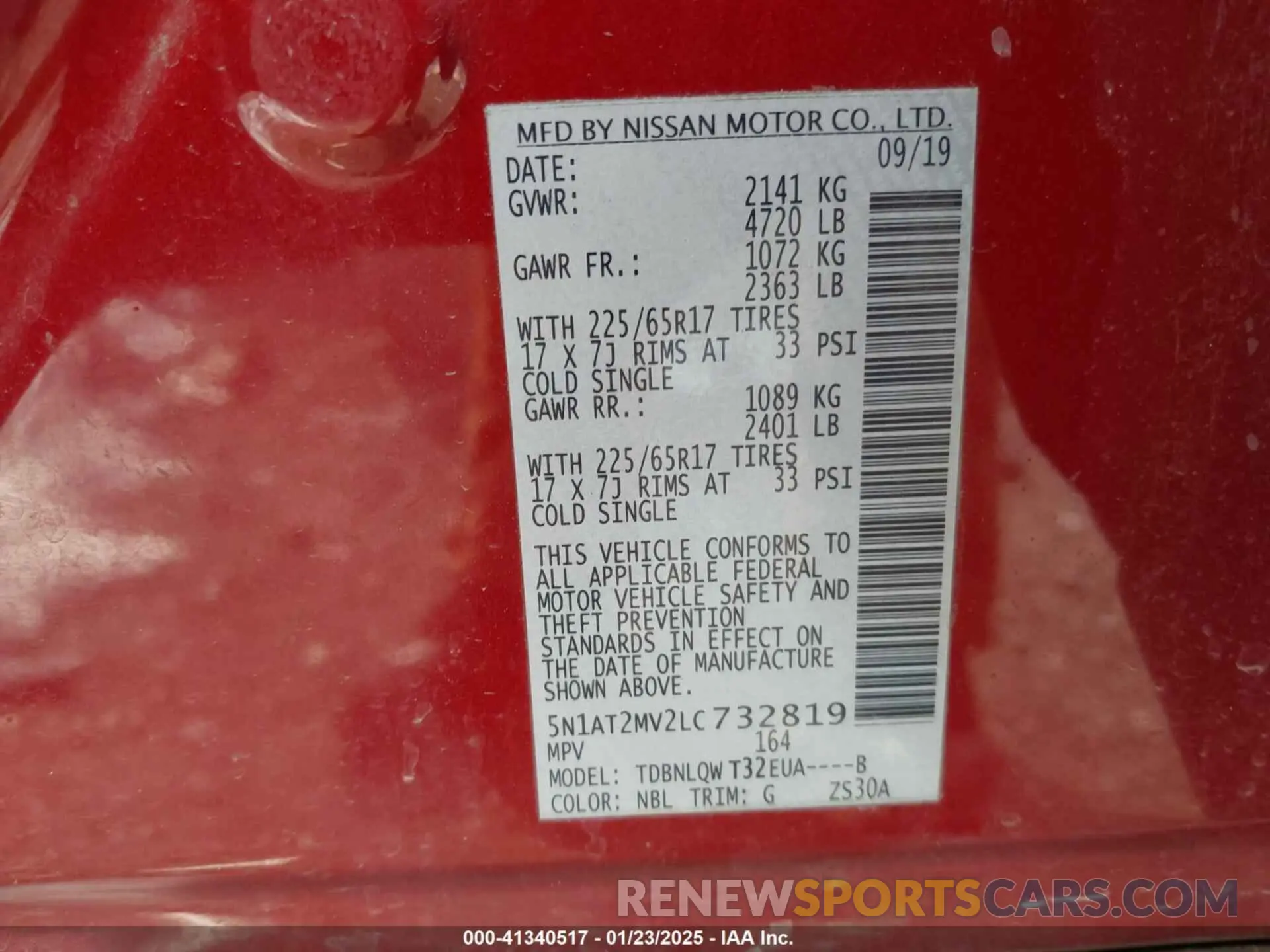 9 fotografías del automóvil dañado 5N1AT2MV2LC732819 NISSAN ROGUE 2020