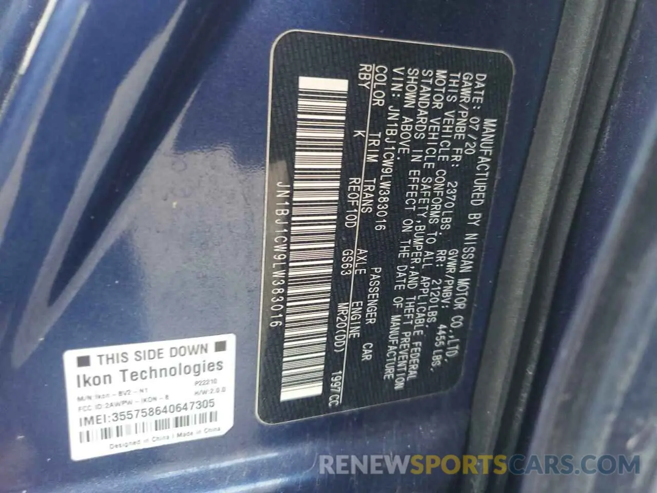 14 fotografías del automóvil dañado JN1BJ1CW9LW383016 NISSAN ROGUE 2020