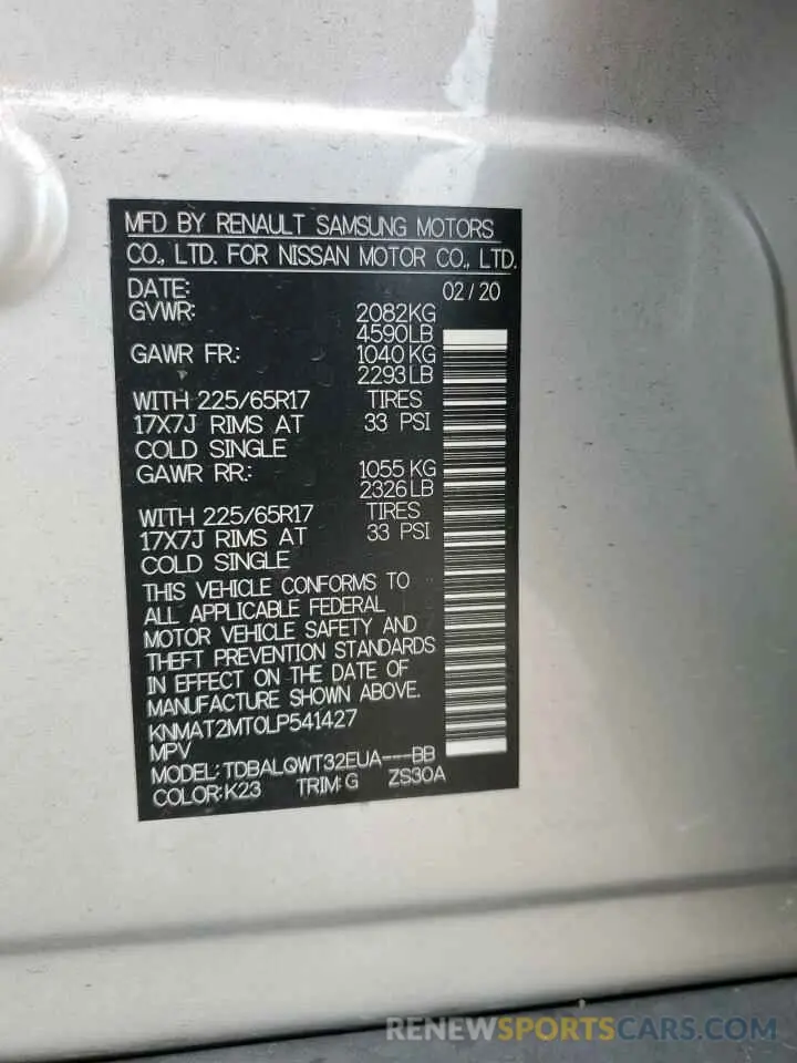 13 fotografías del automóvil dañado KNMAT2MT0LP541427 NISSAN ROGUE 2020