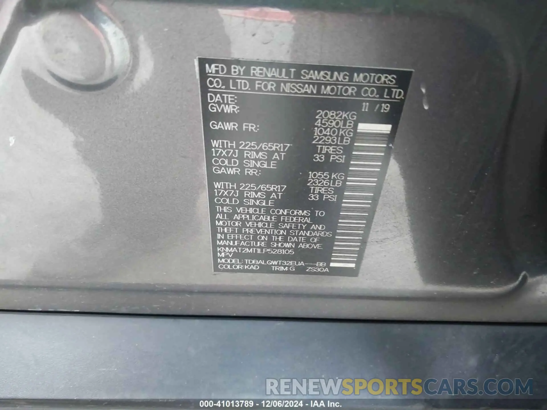 9 fotografías del automóvil dañado KNMAT2MT1LP528105 NISSAN ROGUE 2020
