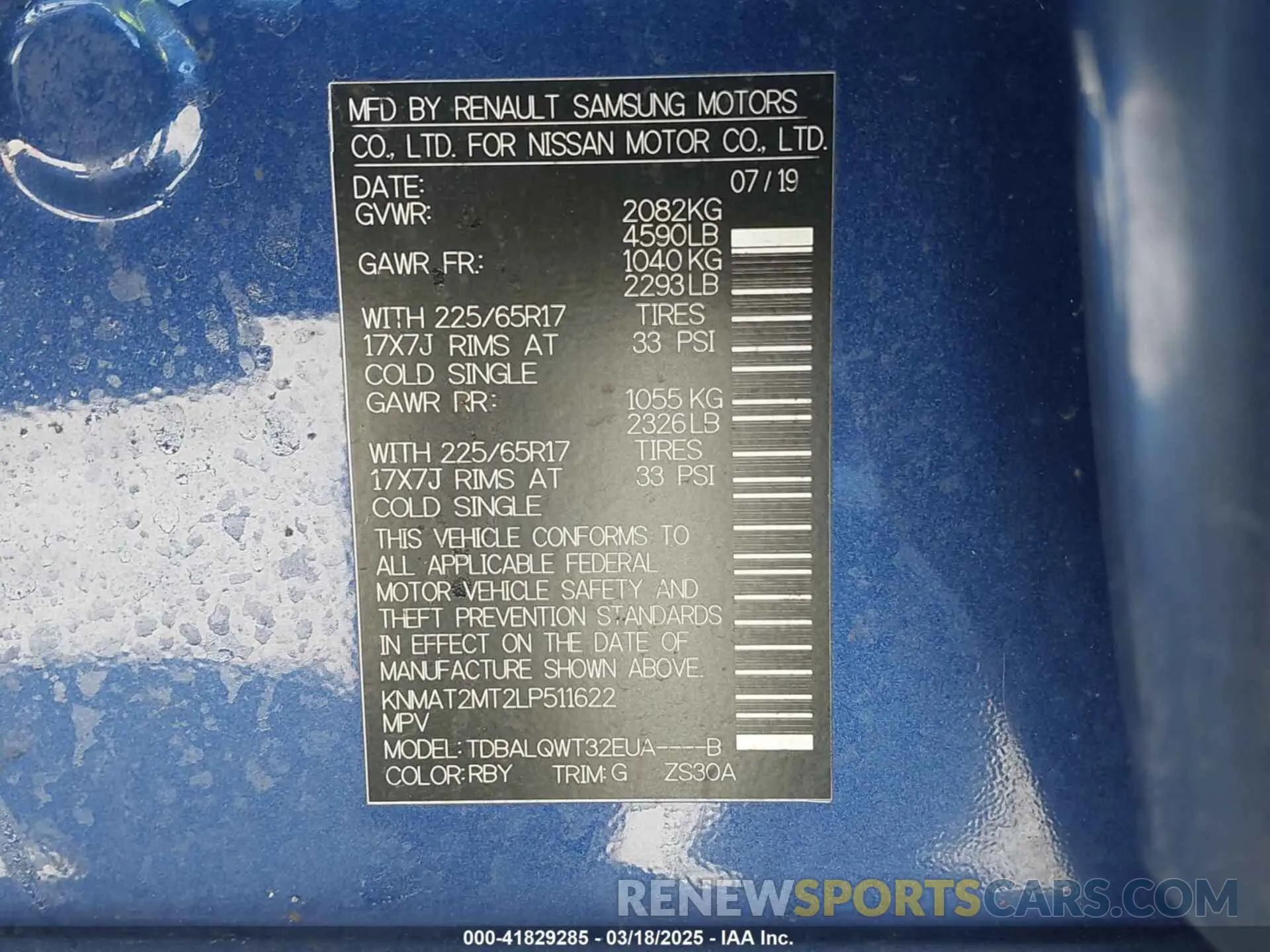 9 fotografías del automóvil dañado KNMAT2MT2LP511622 NISSAN ROGUE 2020