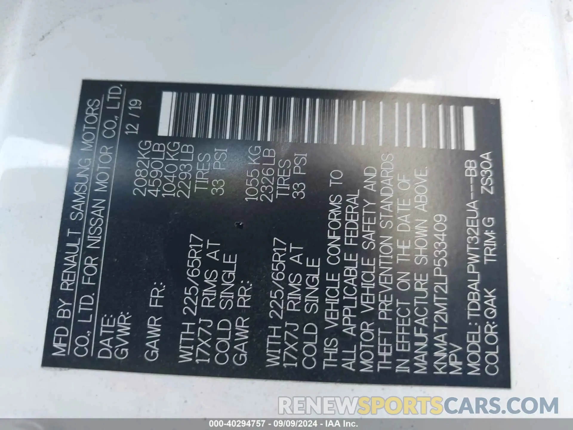 9 fotografías del automóvil dañado KNMAT2MT2LP533409 NISSAN ROGUE 2020