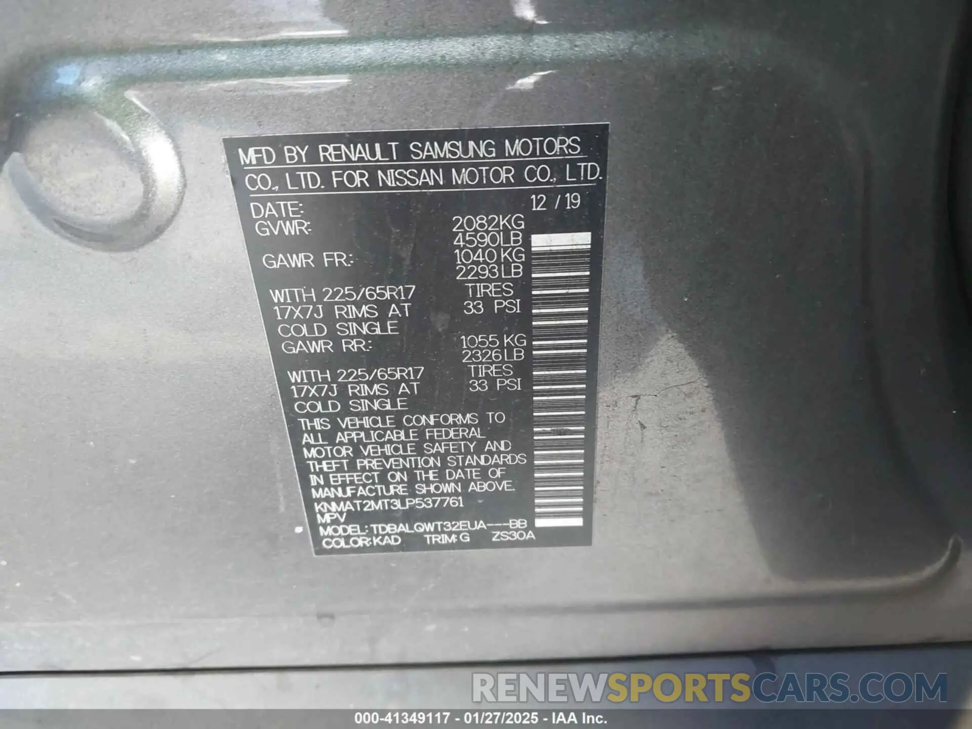 9 fotografías del automóvil dañado KNMAT2MT3LP537761 NISSAN ROGUE 2020