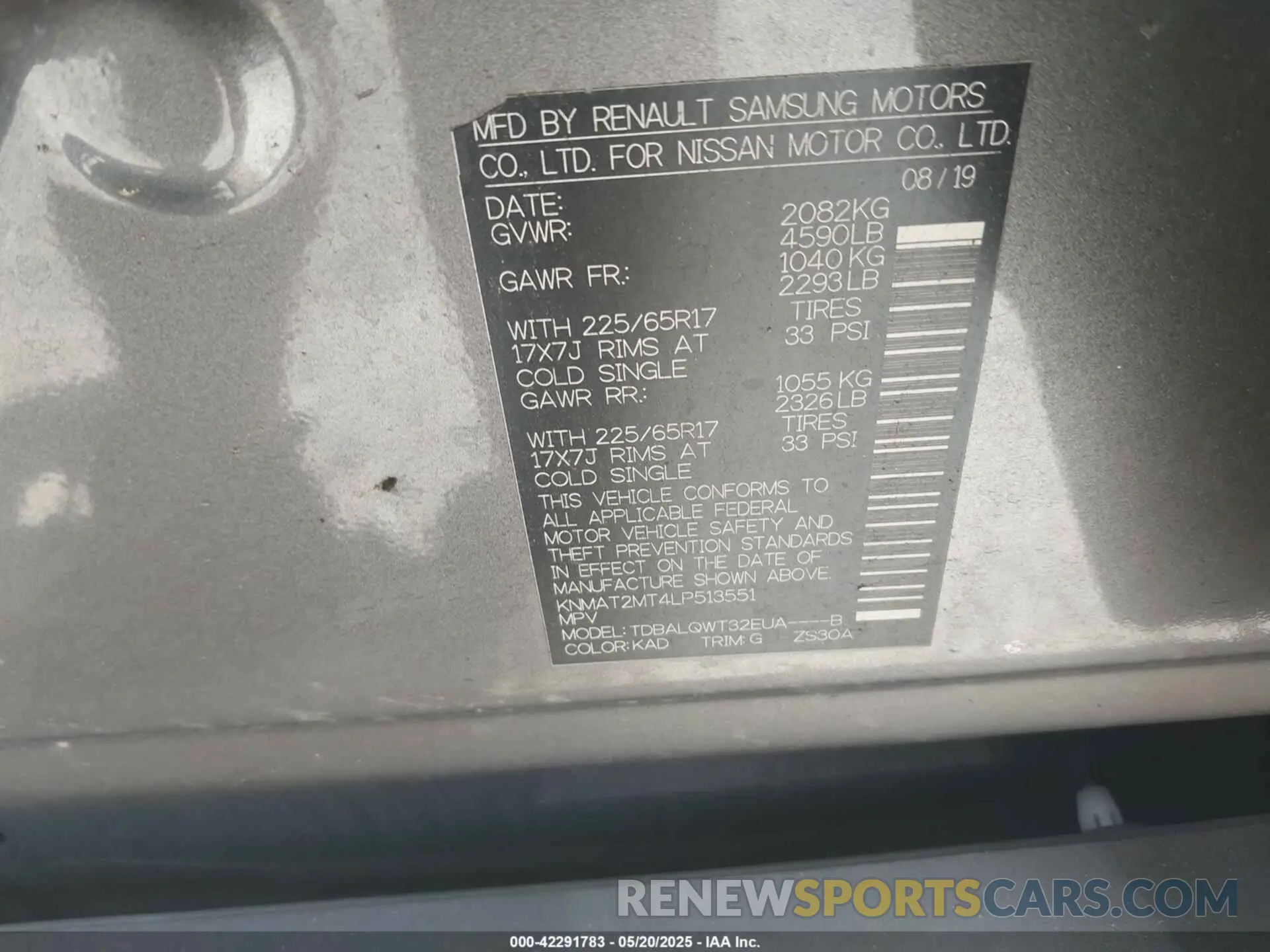 9 fotografías del automóvil dañado KNMAT2MT4LP513551 NISSAN ROGUE 2020