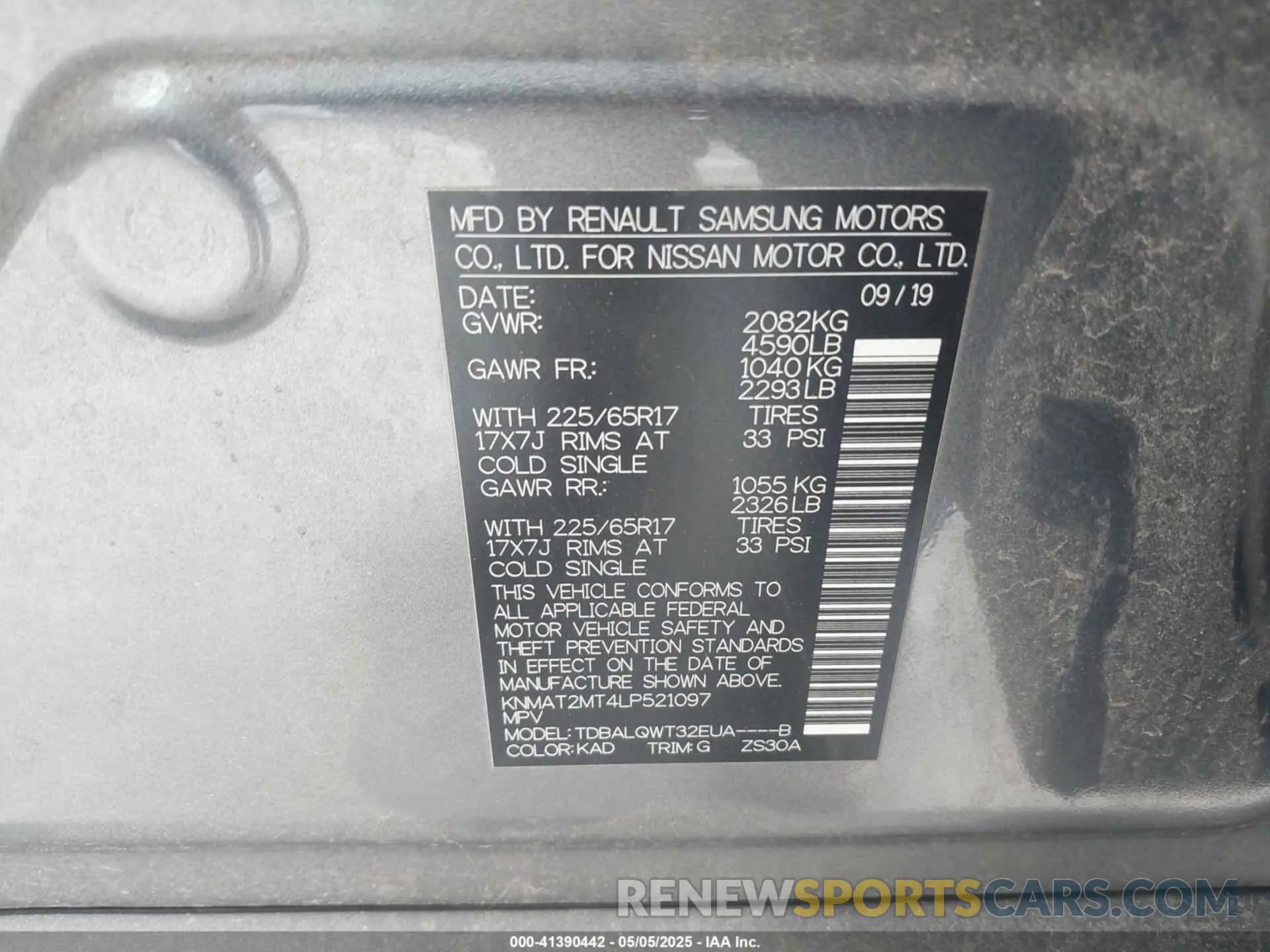 9 fotografías del automóvil dañado KNMAT2MT4LP521097 NISSAN ROGUE 2020