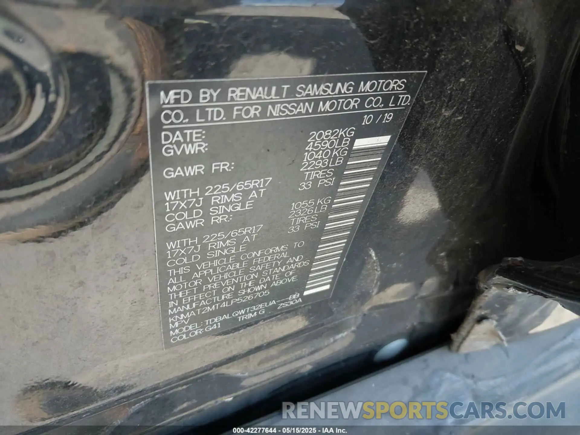 9 fotografías del automóvil dañado KNMAT2MT4LP526705 NISSAN ROGUE 2020