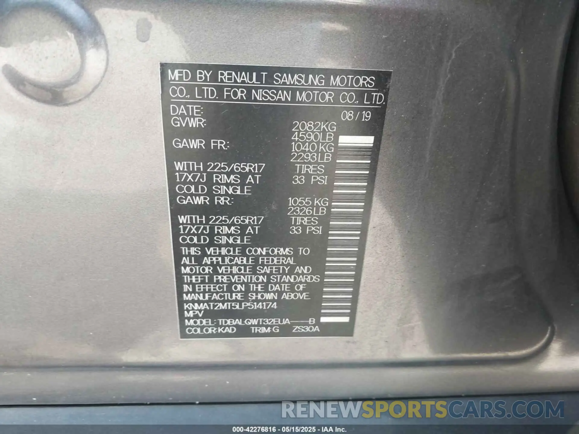 9 fotografías del automóvil dañado KNMAT2MT5LP514174 NISSAN ROGUE 2020