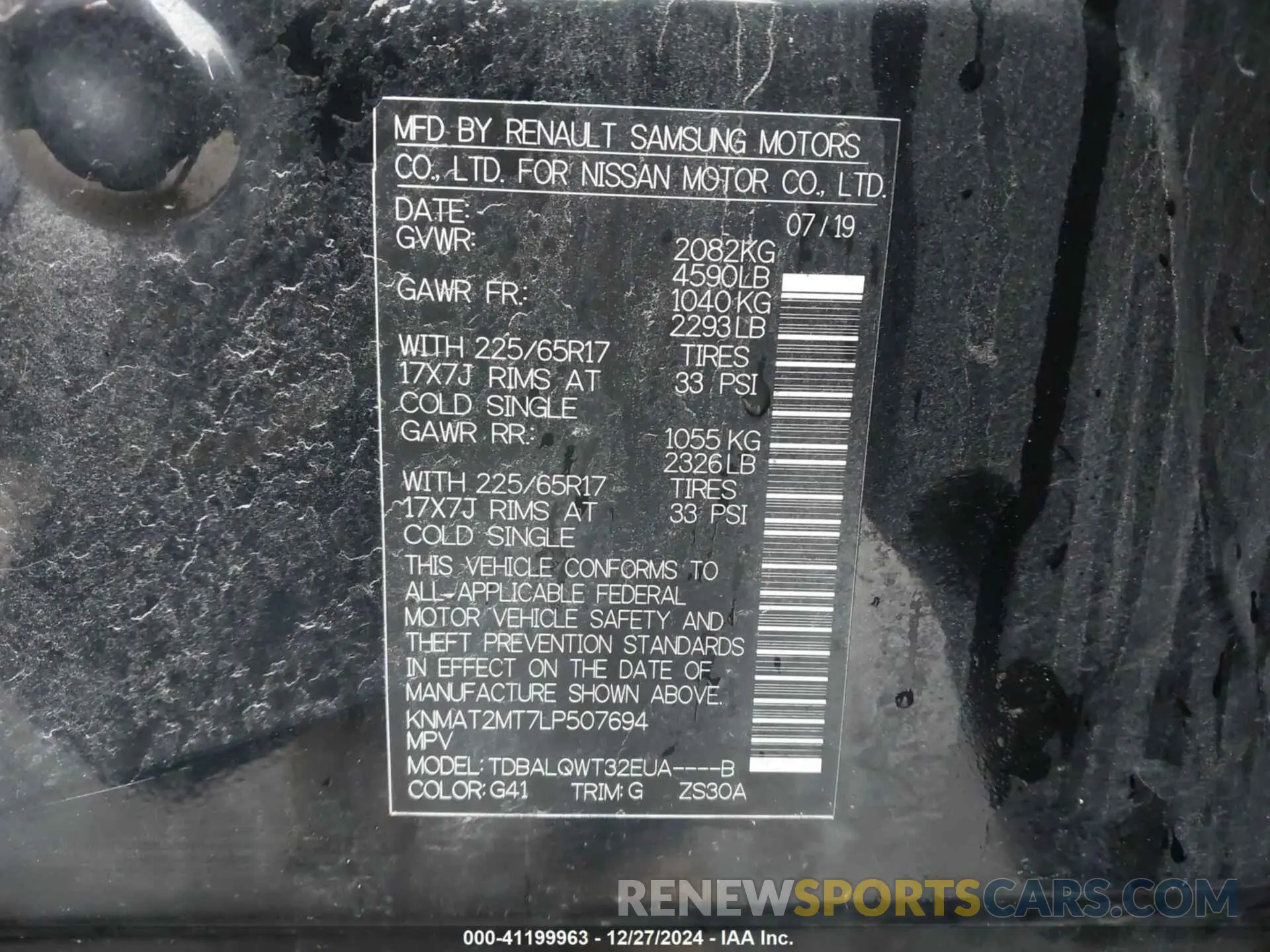 9 fotografías del automóvil dañado KNMAT2MT7LP507694 NISSAN ROGUE 2020