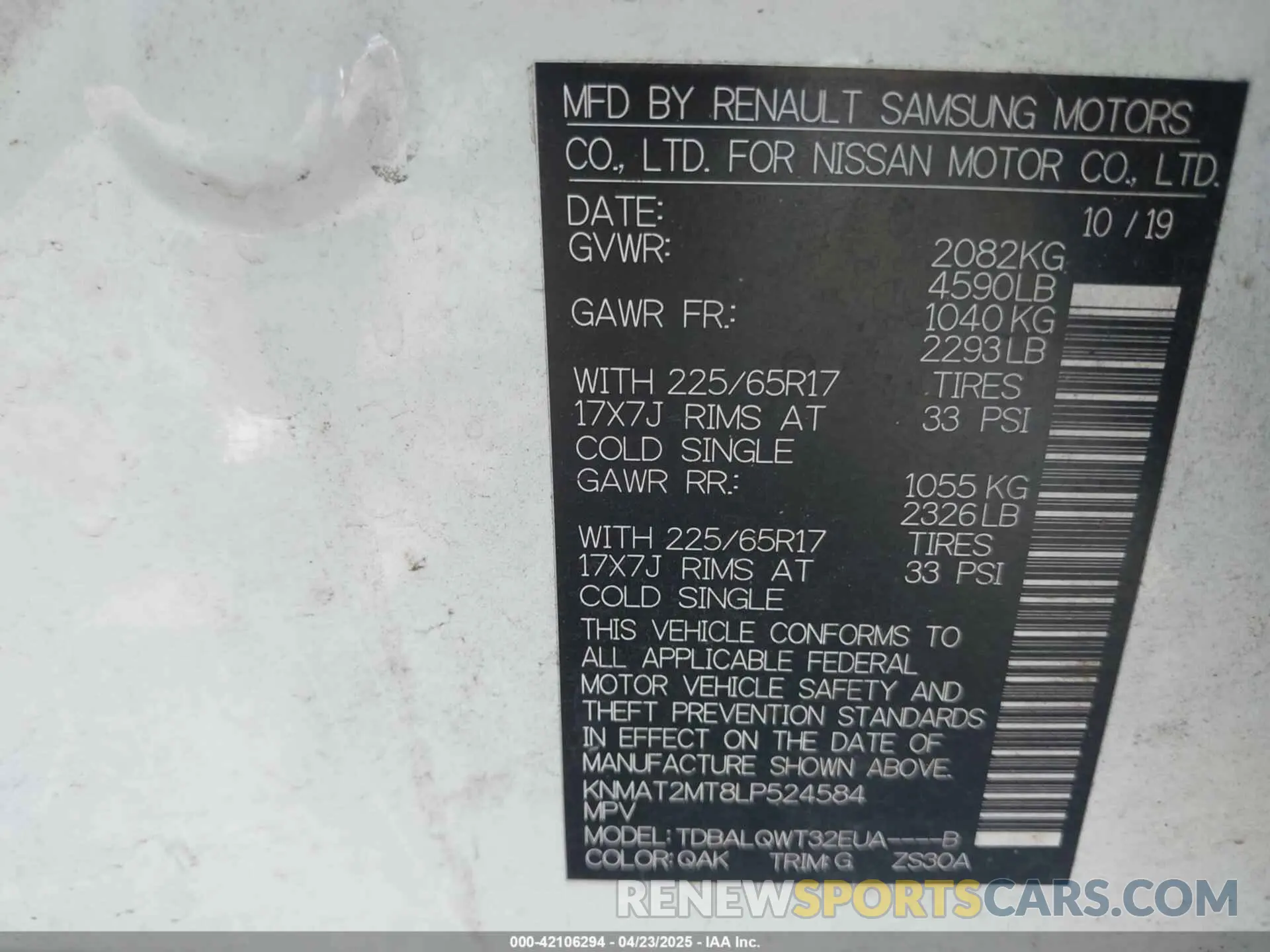 9 fotografías del automóvil dañado KNMAT2MT8LP524584 NISSAN ROGUE 2020