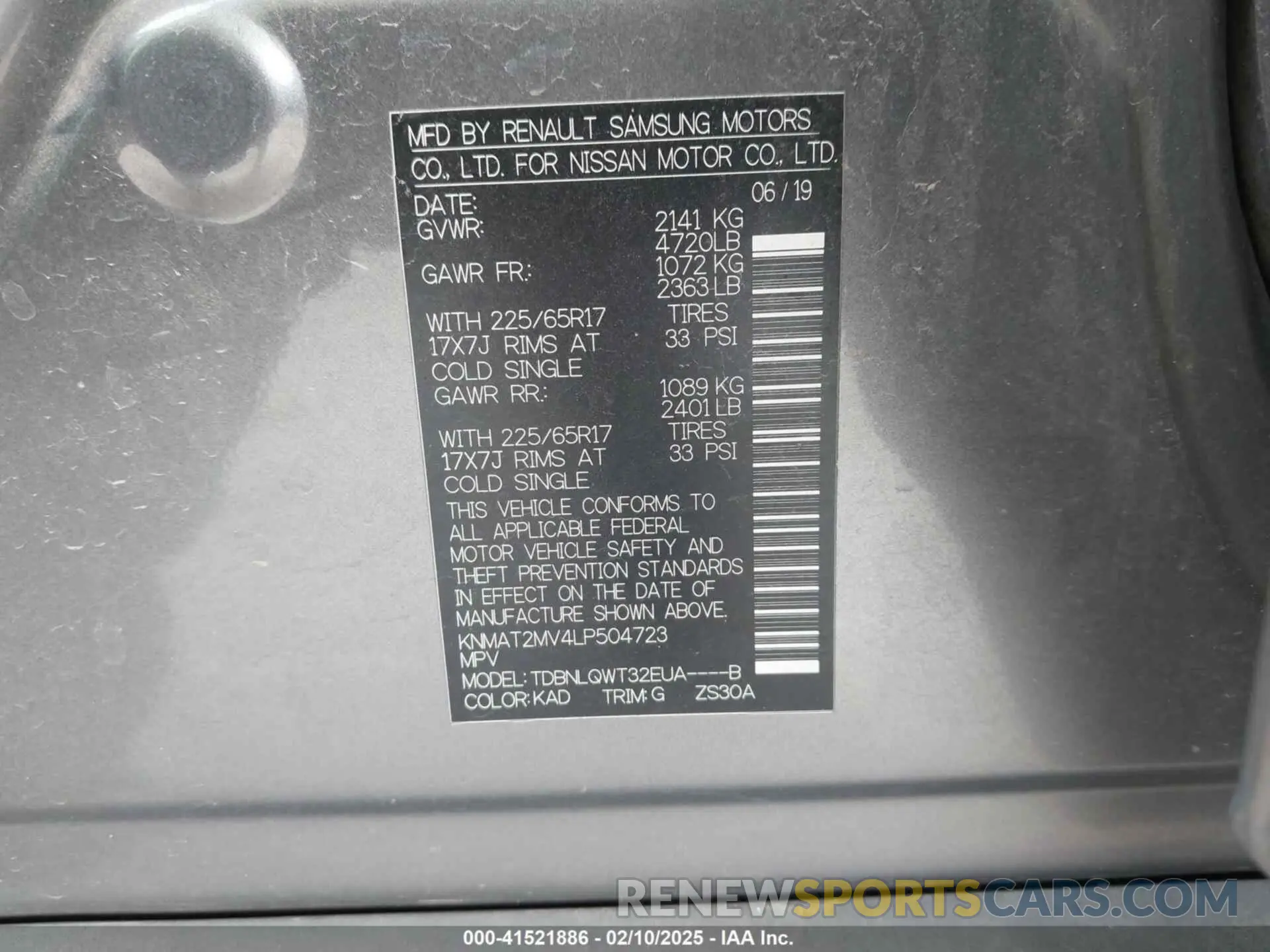 9 fotografías del automóvil dañado KNMAT2MV4LP504723 NISSAN ROGUE 2020