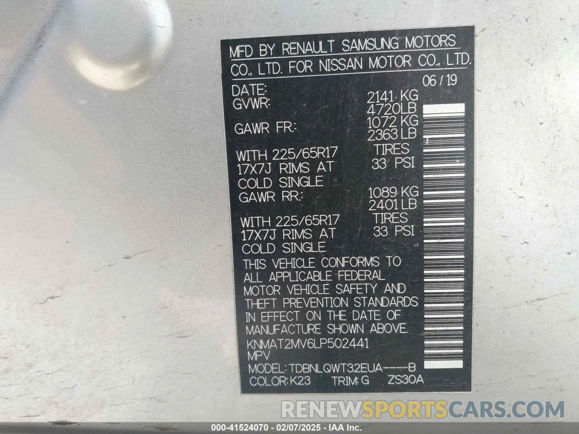 9 fotografías del automóvil dañado KNMAT2MV6LP502441 NISSAN ROGUE 2020