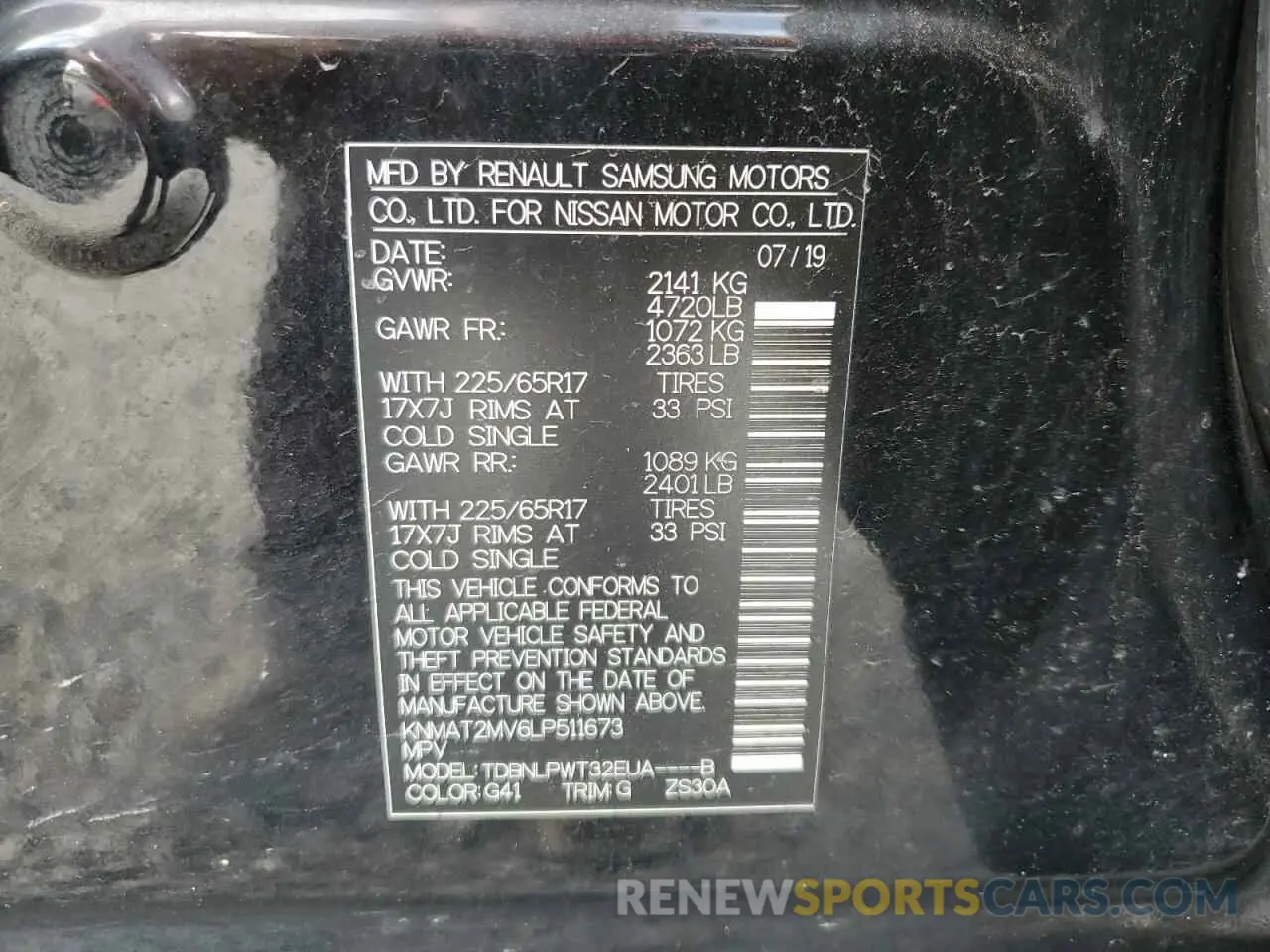15 fotografías del automóvil dañado KNMAT2MV6LP511673 NISSAN ROGUE 2020