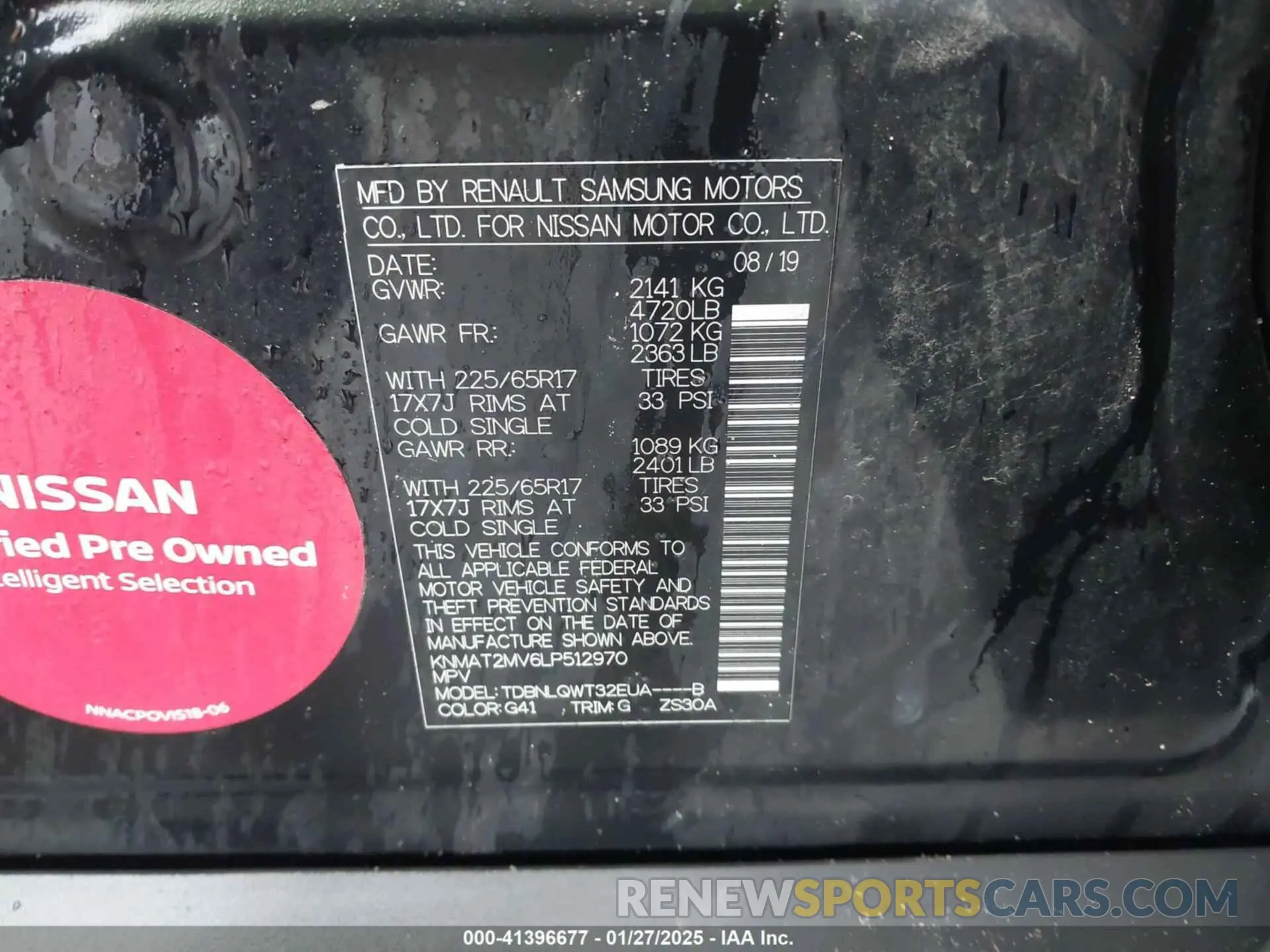 9 fotografías del automóvil dañado KNMAT2MV6LP512970 NISSAN ROGUE 2020