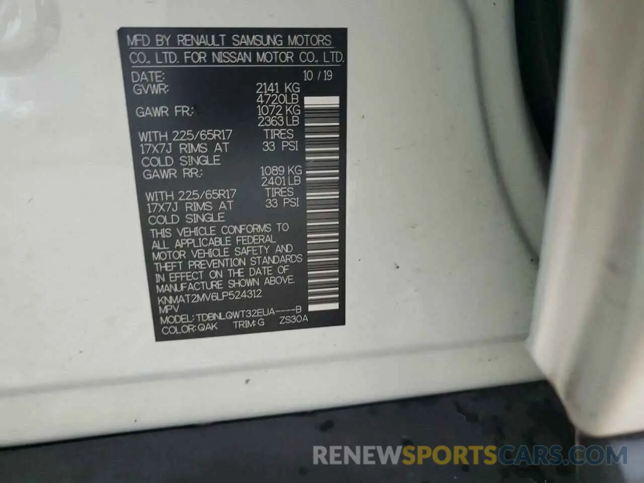 12 fotografías del automóvil dañado KNMAT2MV6LP524312 NISSAN ROGUE 2020