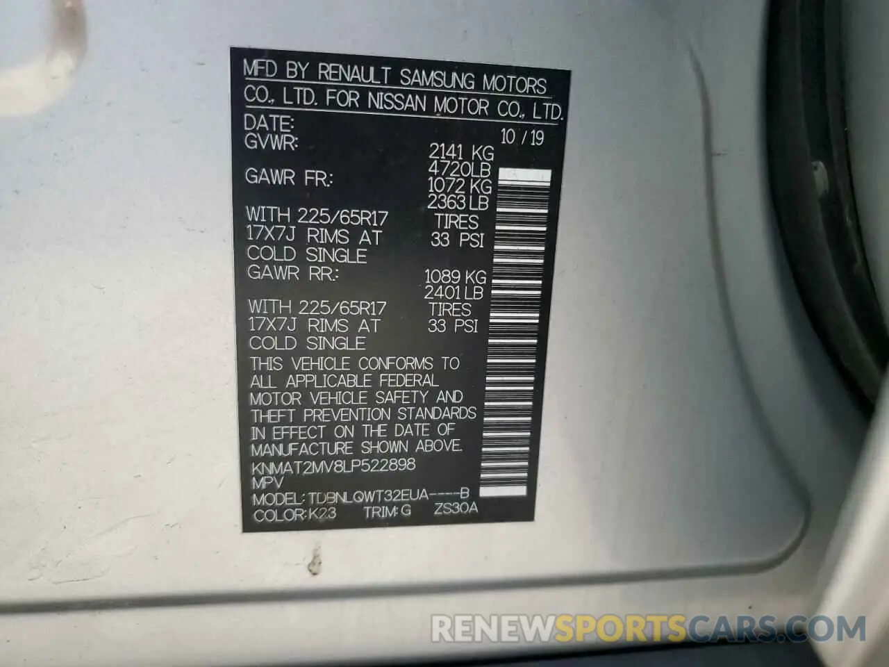 13 fotografías del automóvil dañado KNMAT2MV8LP522898 NISSAN ROGUE 2020