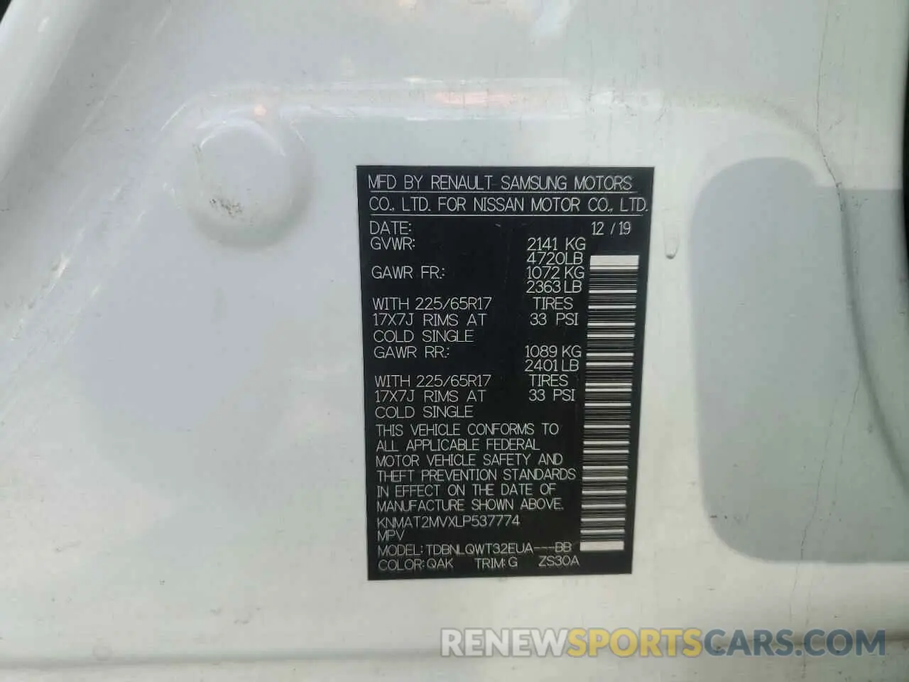 13 fotografías del automóvil dañado KNMAT2MVXLP537774 NISSAN ROGUE 2020