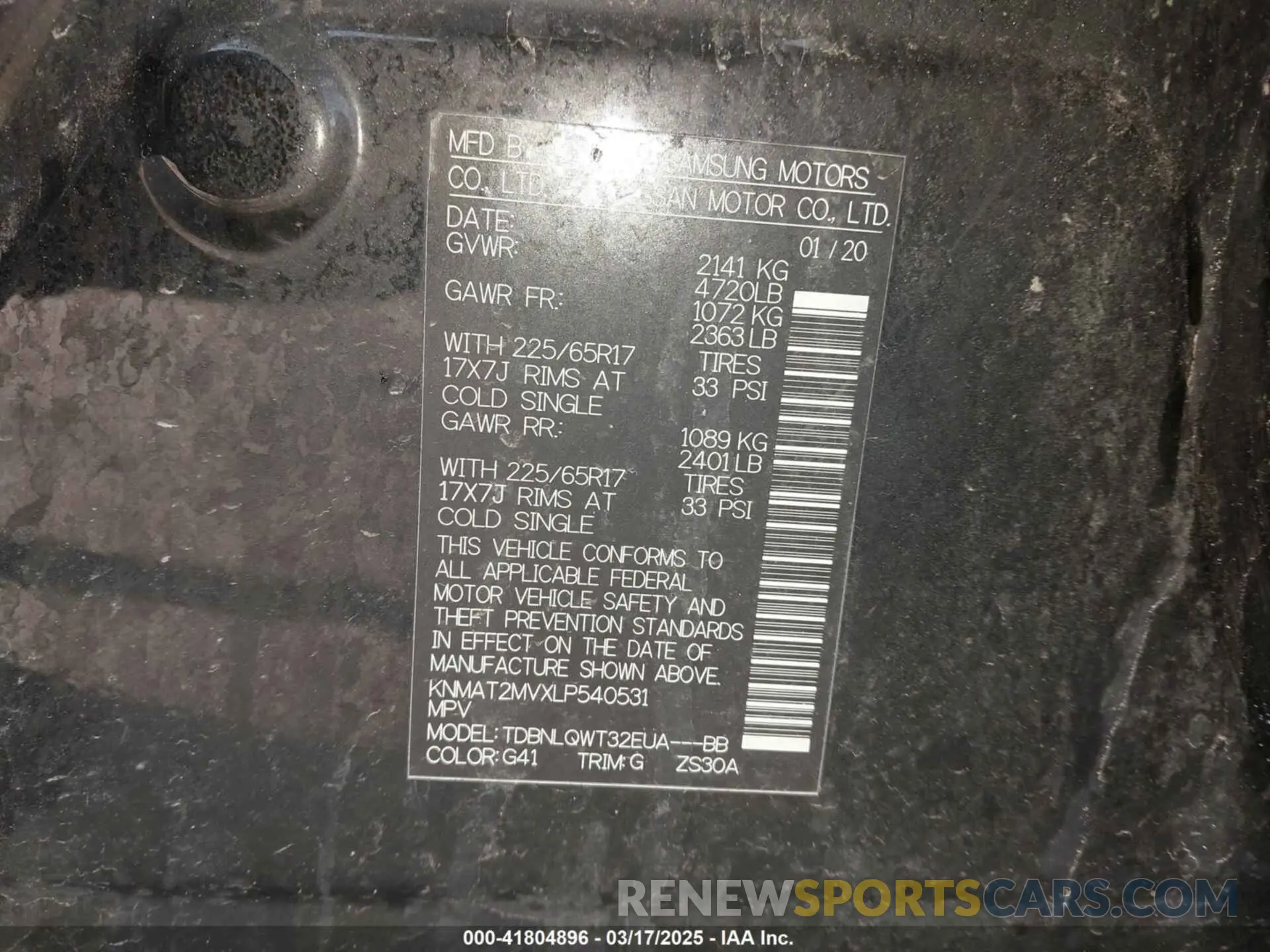 9 fotografías del automóvil dañado KNMAT2MVXLP540531 NISSAN ROGUE 2020
