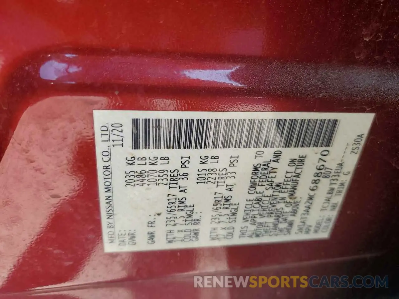 14 fotografías del automóvil dañado 5N1AT3AA2MC688670 NISSAN ROGUE 2021