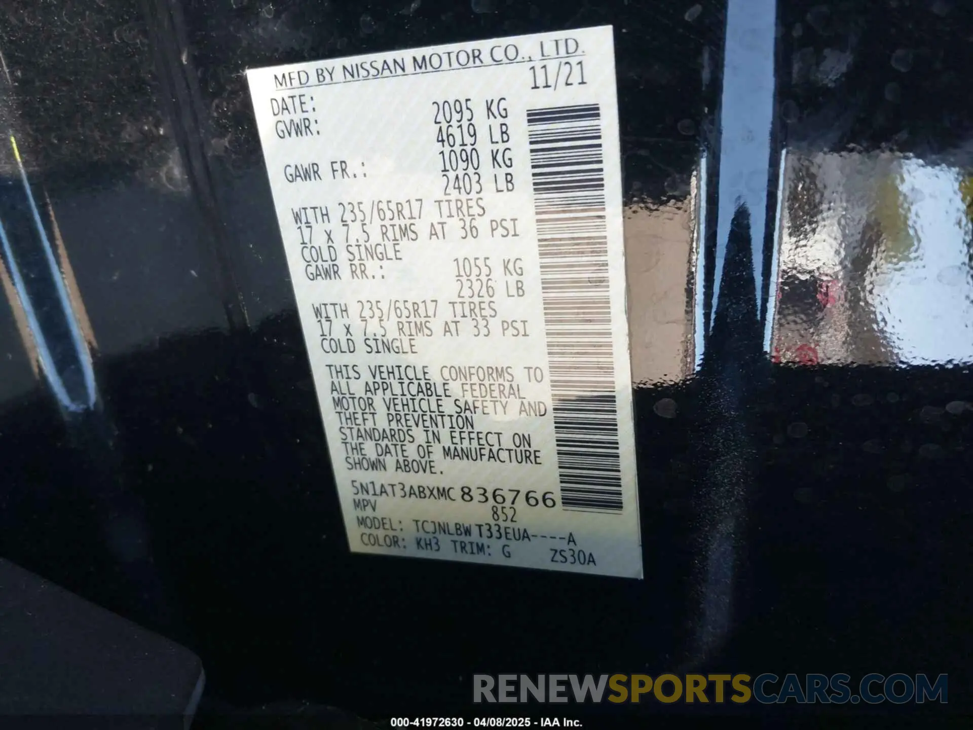 9 fotografías del automóvil dañado 5N1AT3ABXMC836766 NISSAN ROGUE 2021