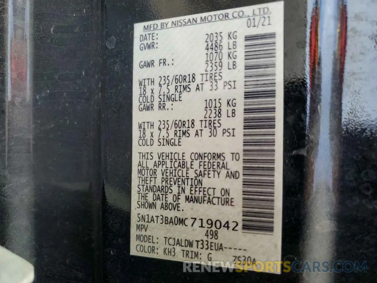 14 fotografías del automóvil dañado 5N1AT3BA0MC719042 NISSAN ROGUE 2021