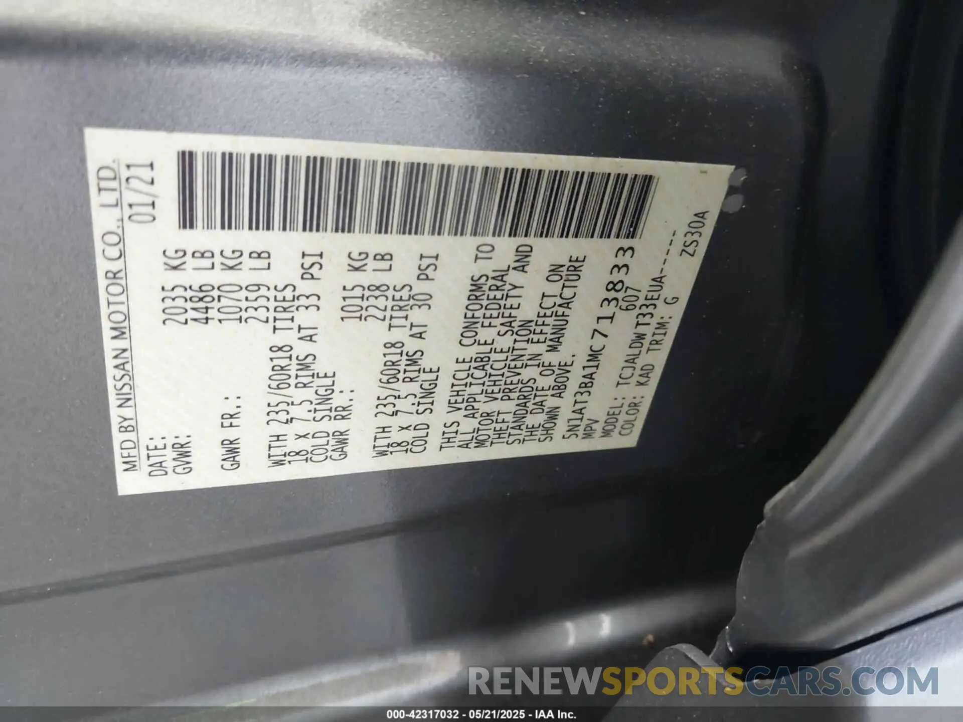 9 fotografías del automóvil dañado 5N1AT3BA1MC713833 NISSAN ROGUE 2021