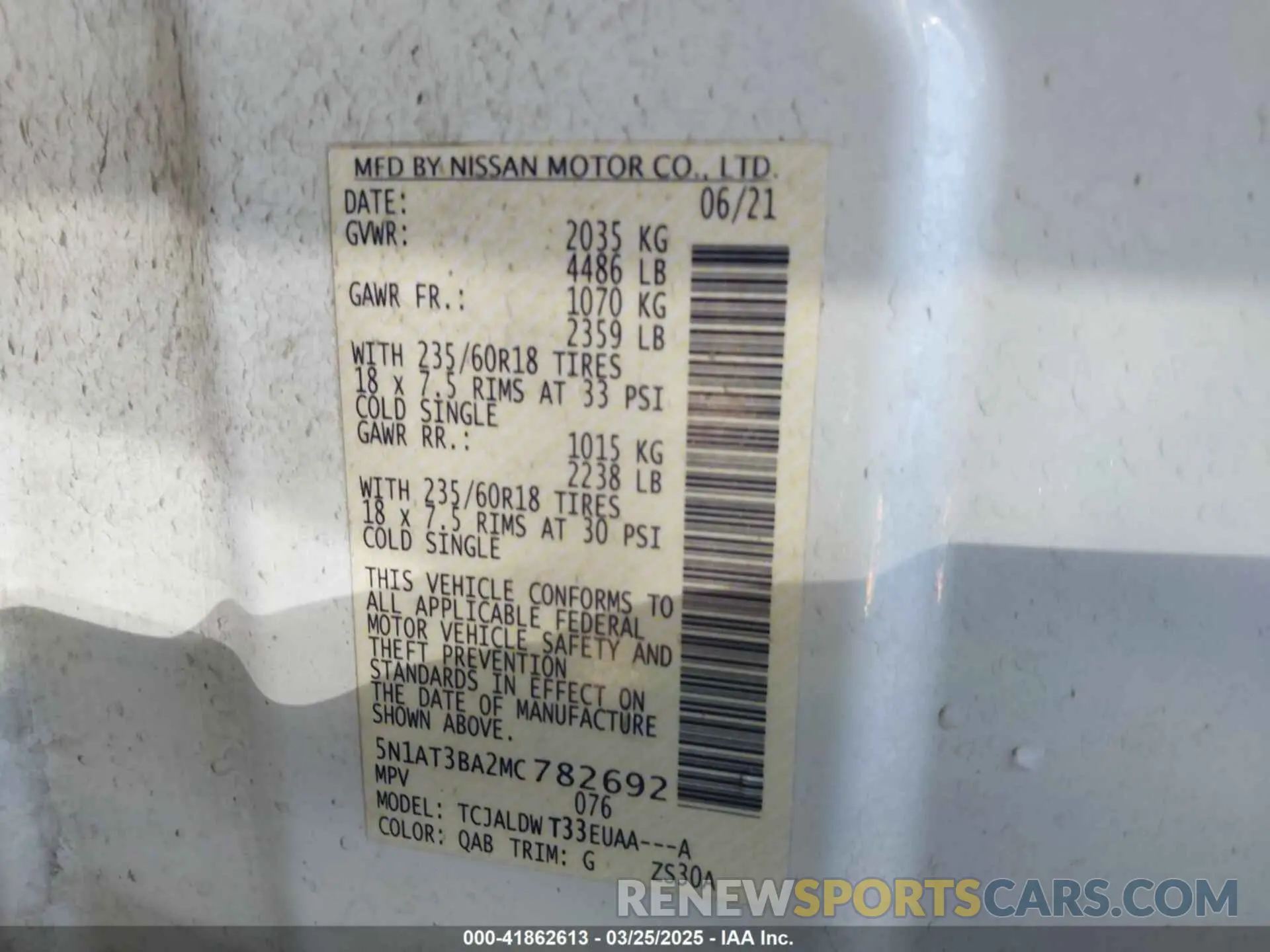 9 fotografías del automóvil dañado 5N1AT3BA2MC782692 NISSAN ROGUE 2021