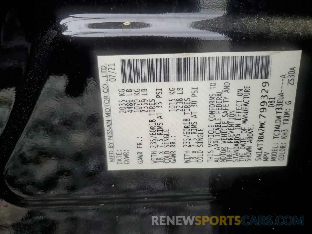 13 fotografías del automóvil dañado 5N1AT3BA2MC799329 NISSAN ROGUE 2021