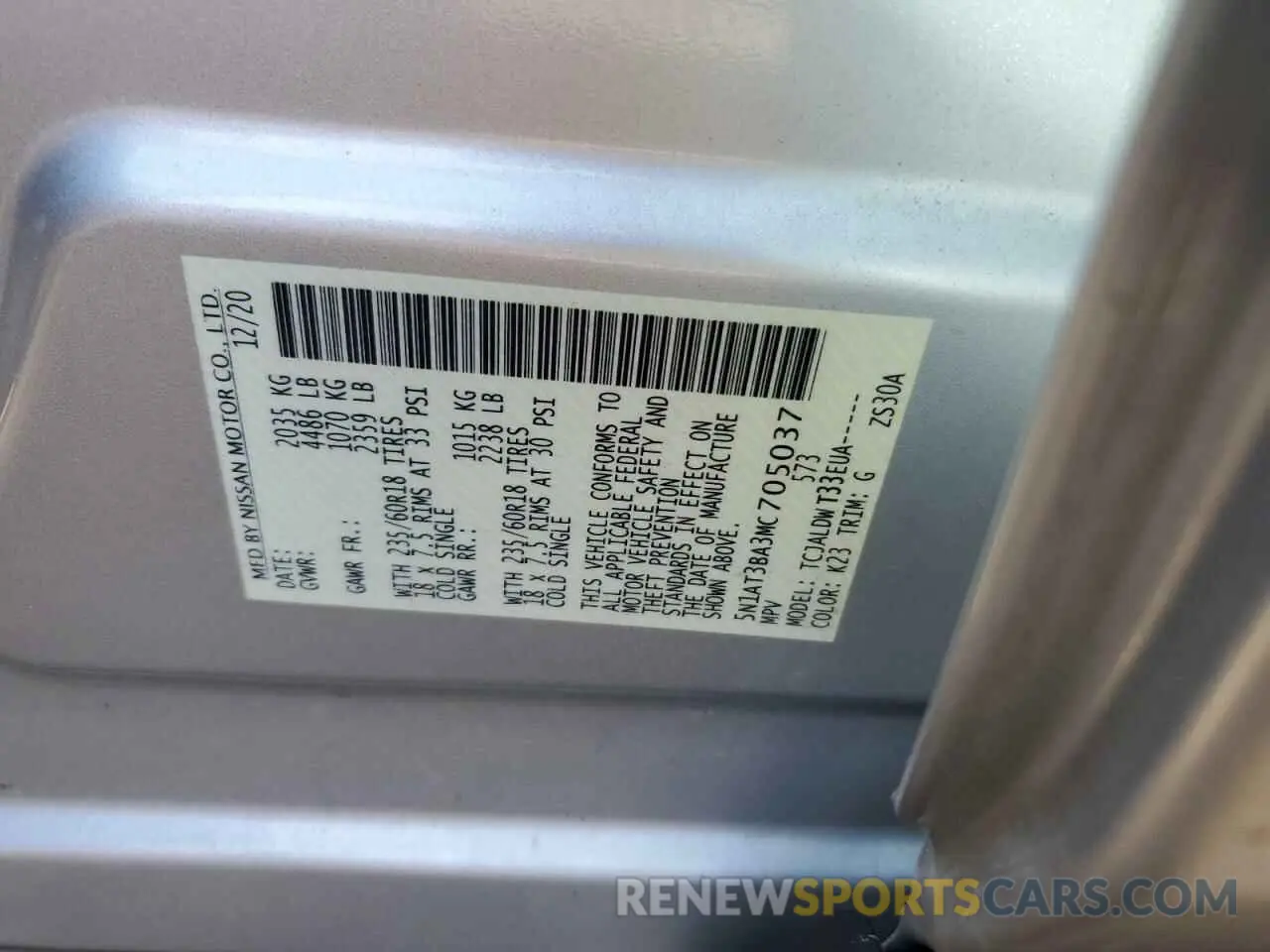 13 fotografías del automóvil dañado 5N1AT3BA3MC705037 NISSAN ROGUE 2021