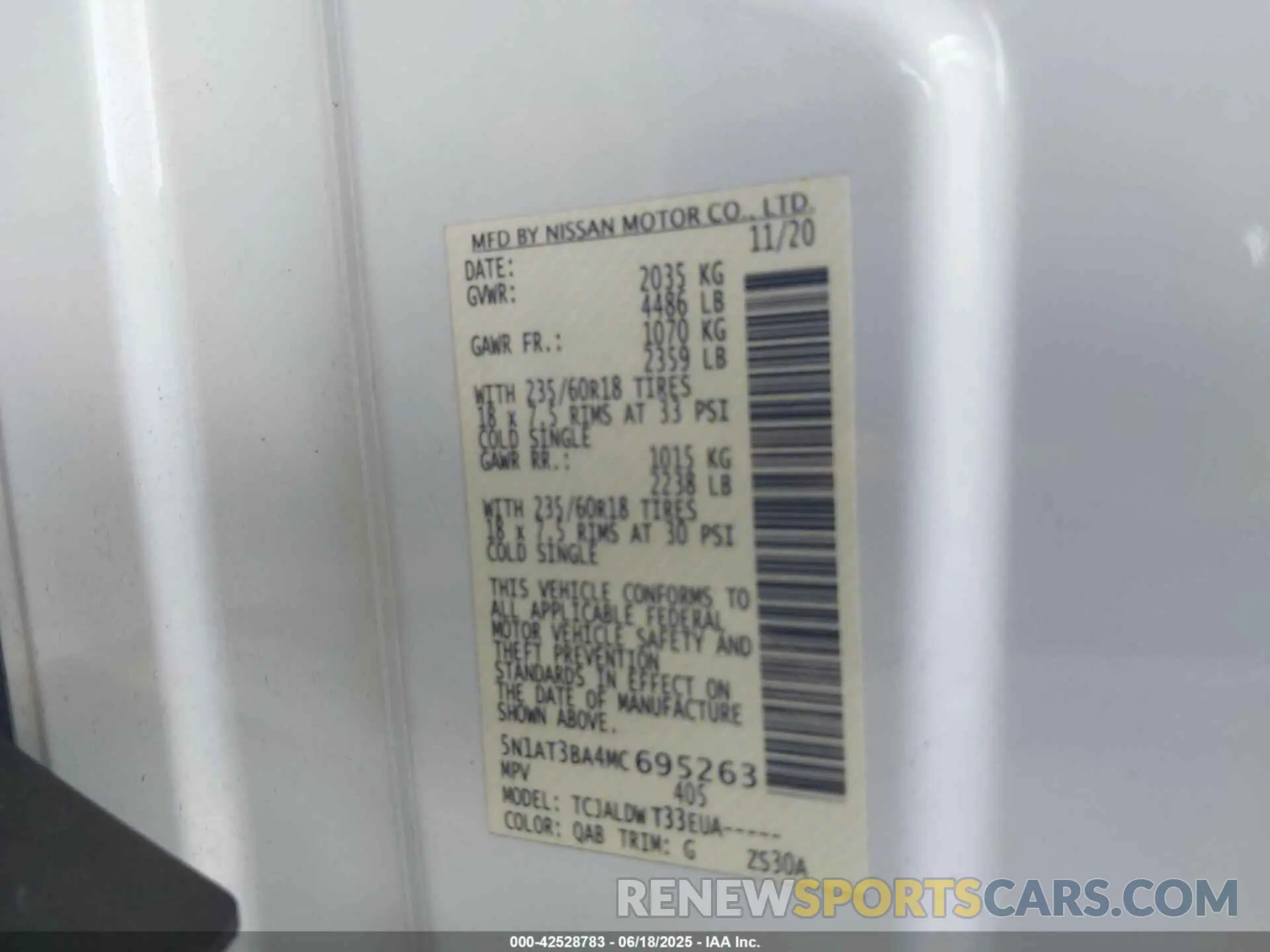 9 fotografías del automóvil dañado 5N1AT3BA4MC695263 NISSAN ROGUE 2021