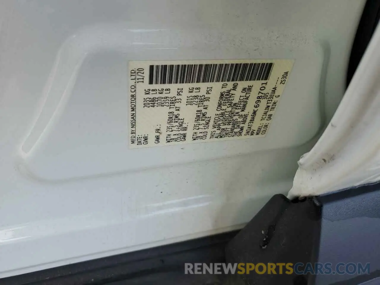 12 fotografías del automóvil dañado 5N1AT3BA6MC698701 NISSAN ROGUE 2021
