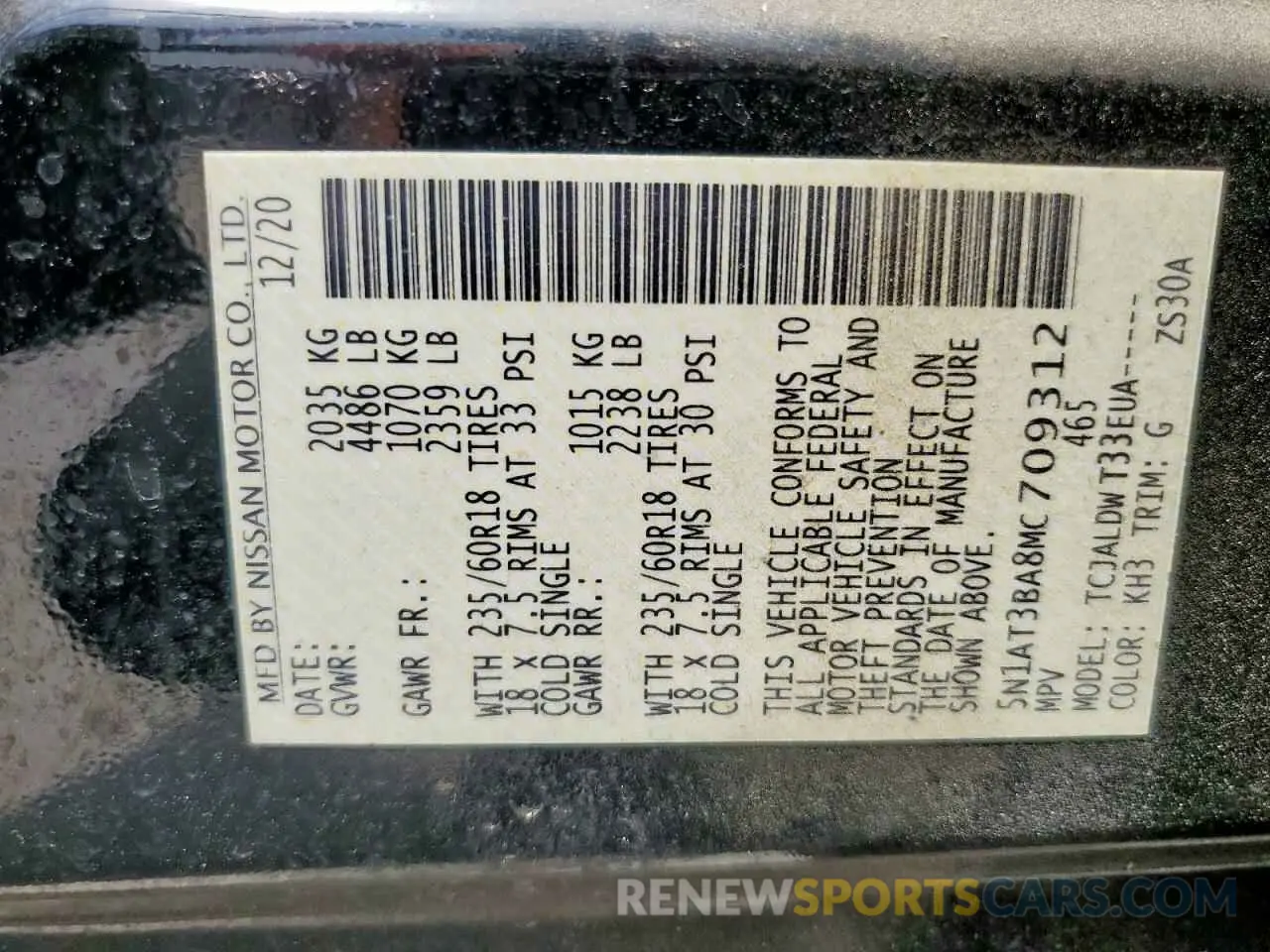 14 fotografías del automóvil dañado 5N1AT3BA8MC709312 NISSAN ROGUE 2021