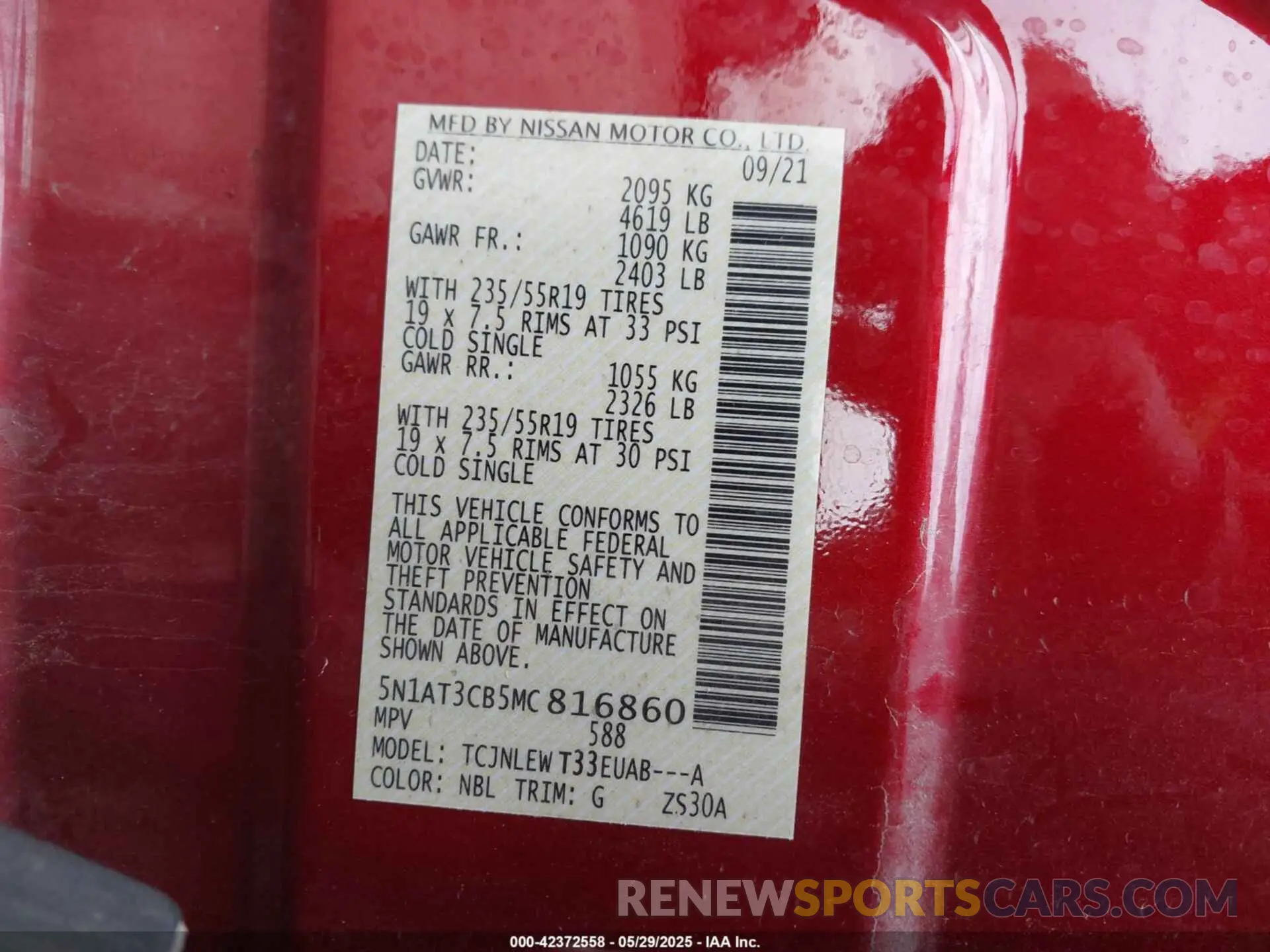 9 fotografías del automóvil dañado 5N1AT3CB5MC816860 NISSAN ROGUE 2021