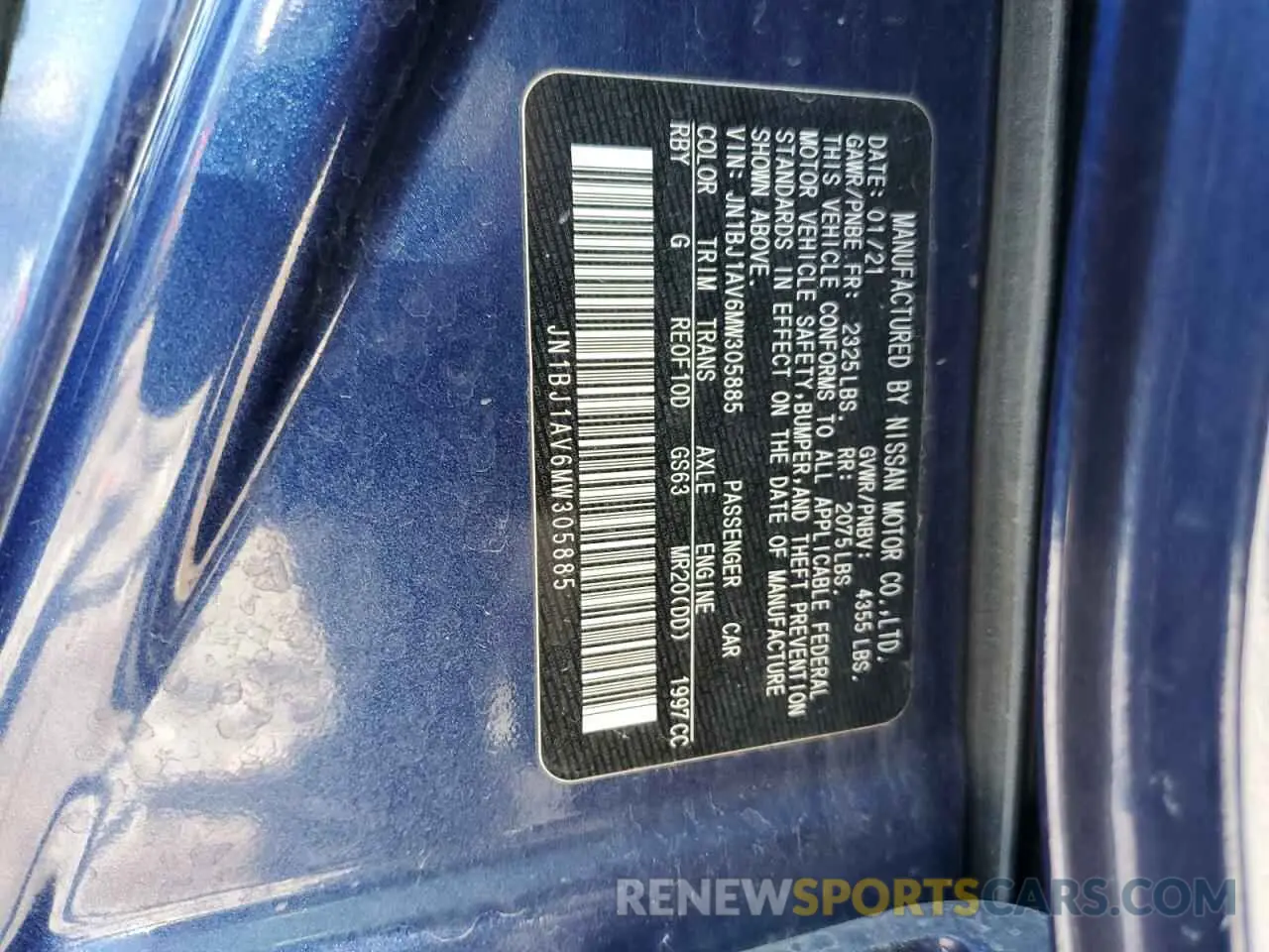 13 fotografías del automóvil dañado JN1BJ1AV6MW305885 NISSAN ROGUE 2021