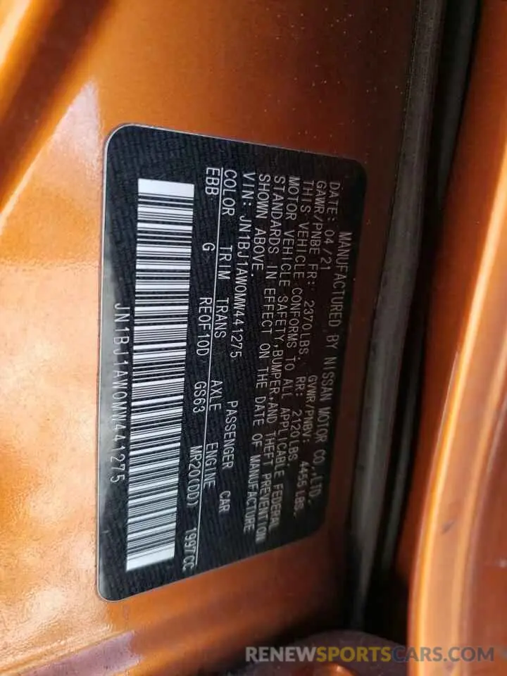 13 fotografías del automóvil dañado JN1BJ1AW0MW441275 NISSAN ROGUE 2021