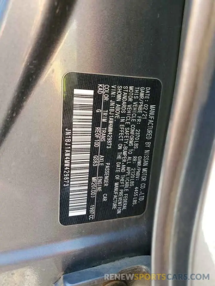 13 fotografías del automóvil dañado JN1BJ1AW4MW429873 NISSAN ROGUE 2021