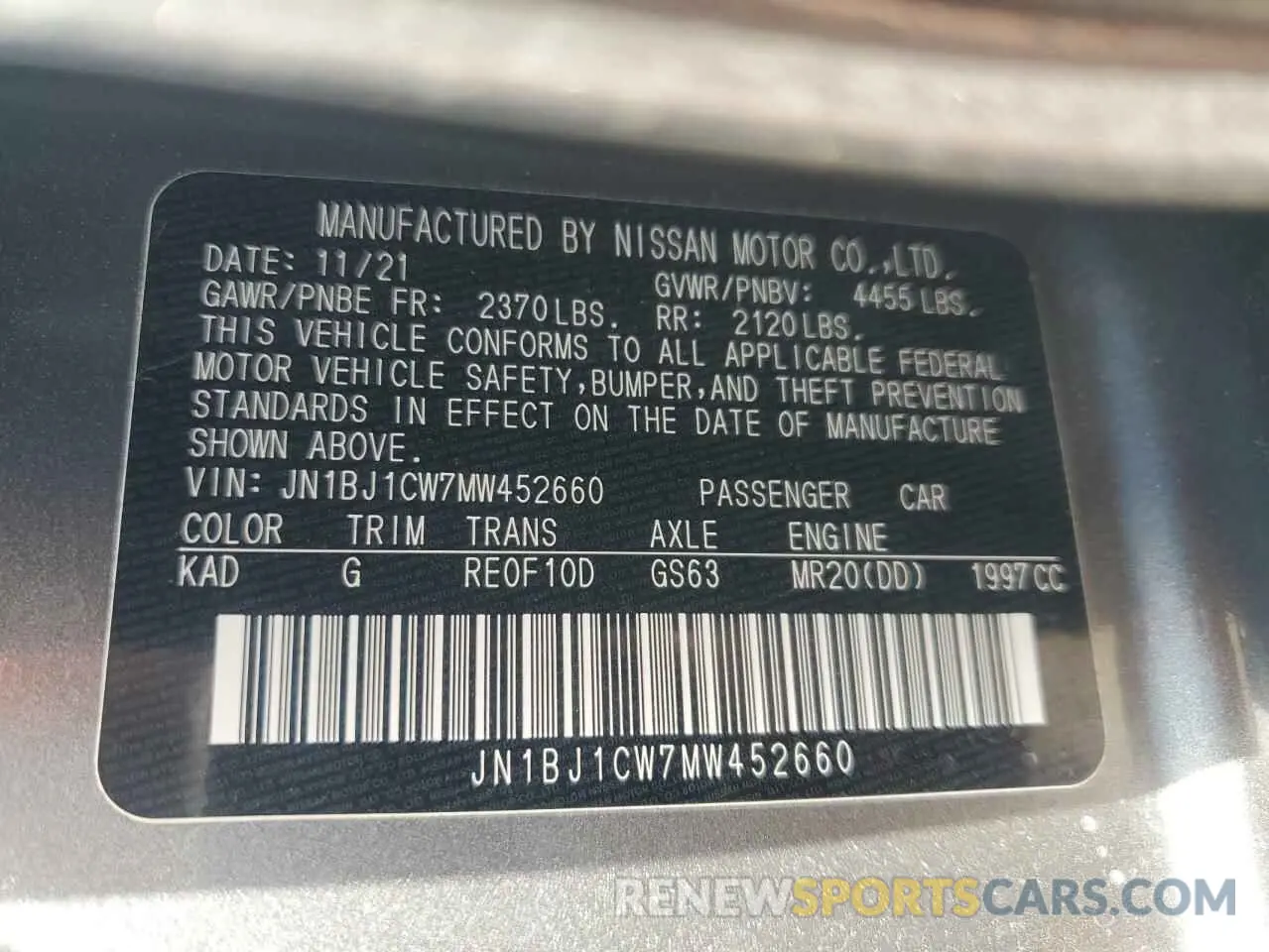 14 fotografías del automóvil dañado JN1BJ1CW7MW452660 NISSAN ROGUE 2021