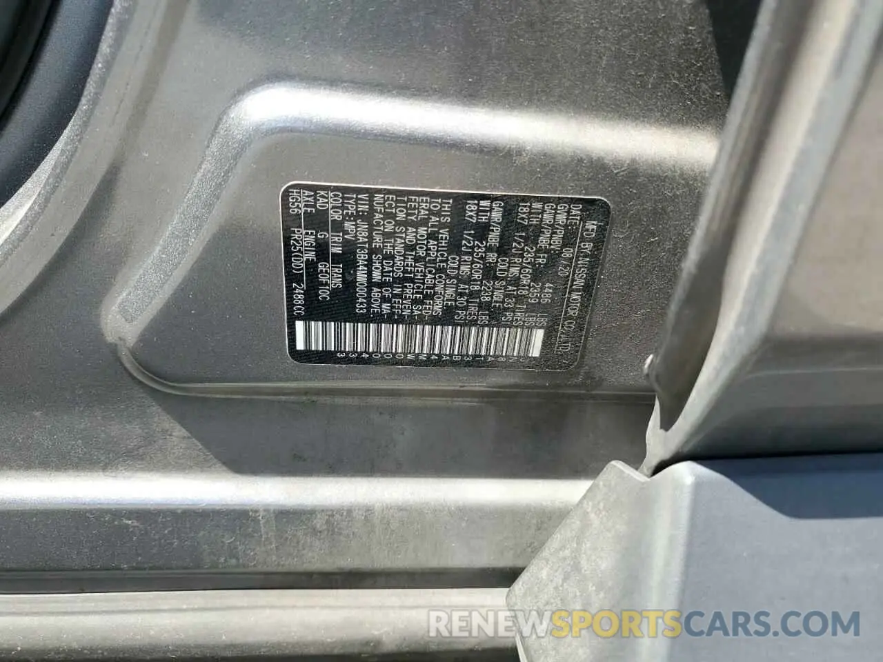 14 fotografías del automóvil dañado JN8AT3BA4MW000433 NISSAN ROGUE 2021