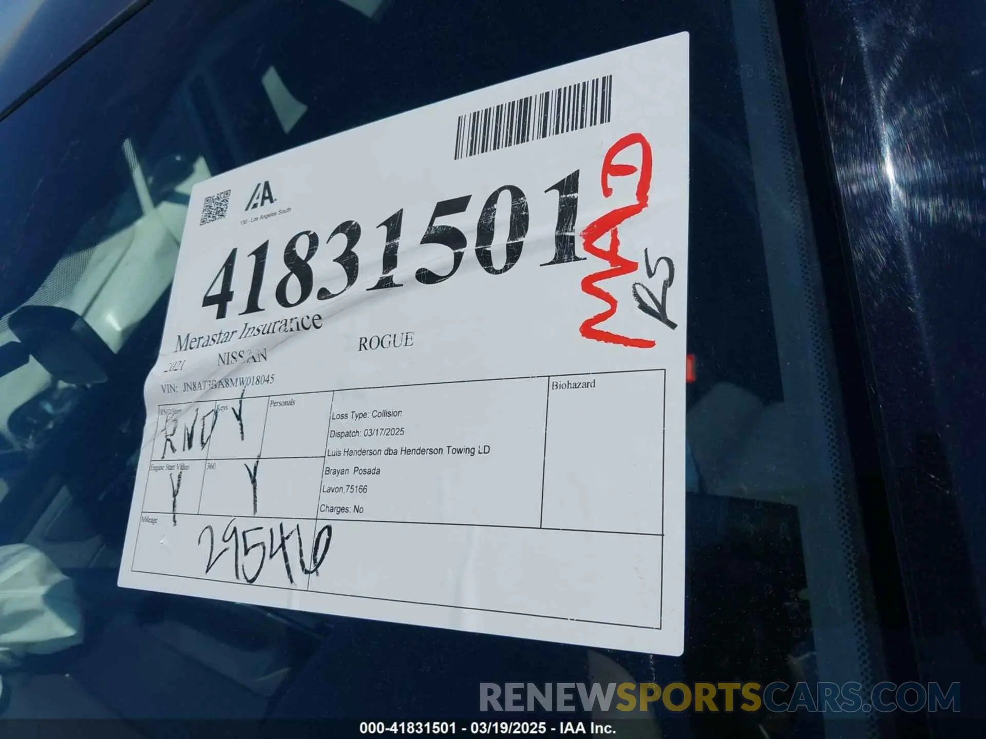 17 fotografías del automóvil dañado JN8AT3BA8MW018045 NISSAN ROGUE 2021