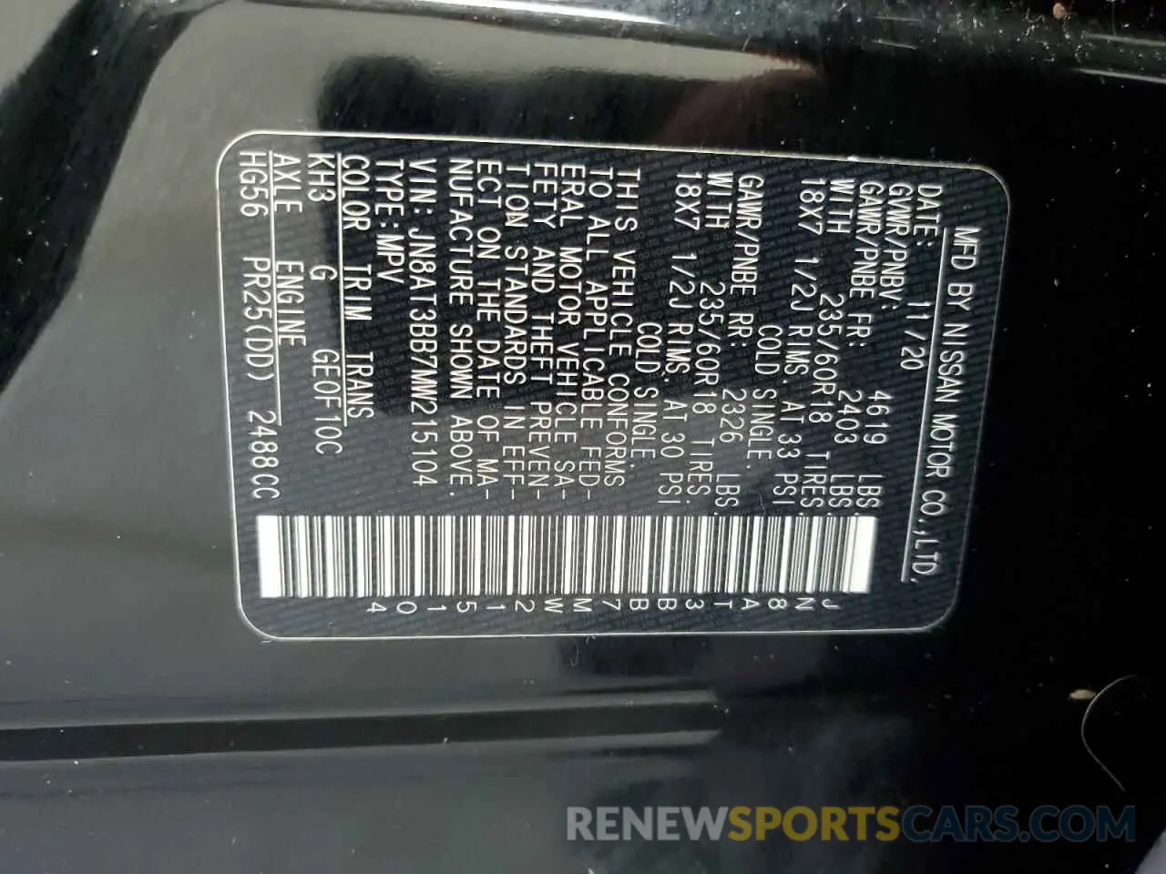 13 fotografías del automóvil dañado JN8AT3BB7MW215104 NISSAN ROGUE 2021