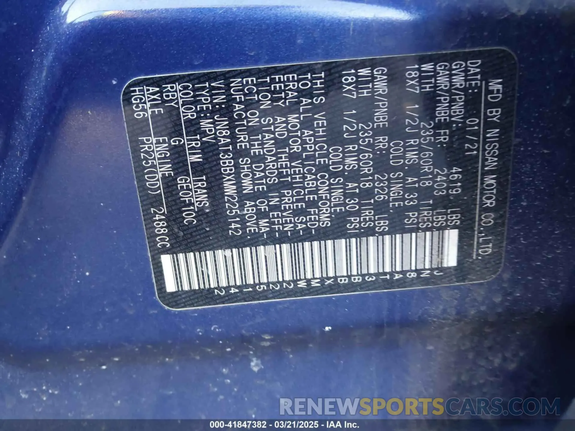 9 fotografías del automóvil dañado JN8AT3BBXMW225142 NISSAN ROGUE 2021