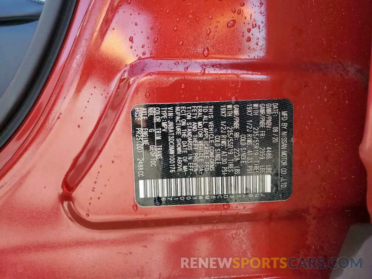 14 fotografías del automóvil dañado JN8AT3DC8MW100176 NISSAN ROGUE 2021
