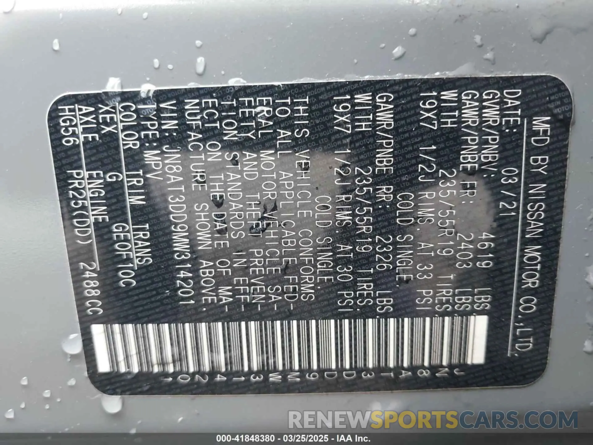 9 fotografías del automóvil dañado JN8AT3DD9MW314201 NISSAN ROGUE 2021